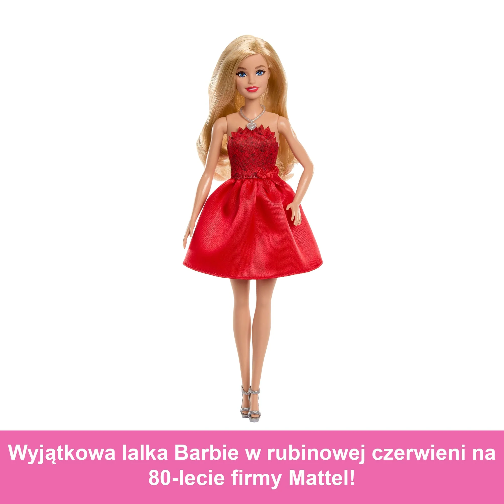 Barbie Mattel 80-lecie Rubinowa sukienka Lalka kolekcjonerska Zabawka 3+ - Image 2