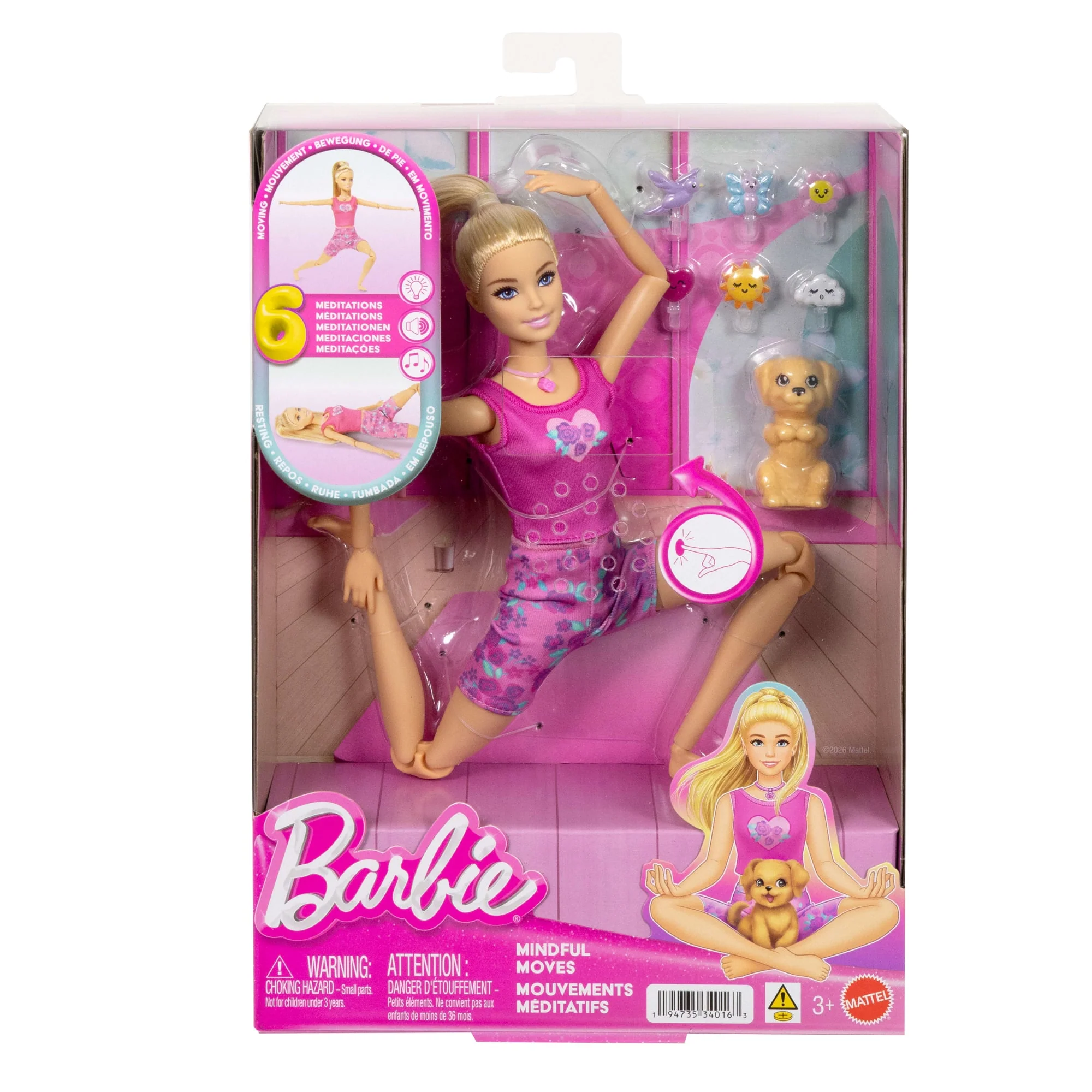 Yoga Kıyafetleri Giyen Işıklı, Sesli Ve Müzikli Meditasyoncu Barbie Ile Köpek Figürü - Image 2