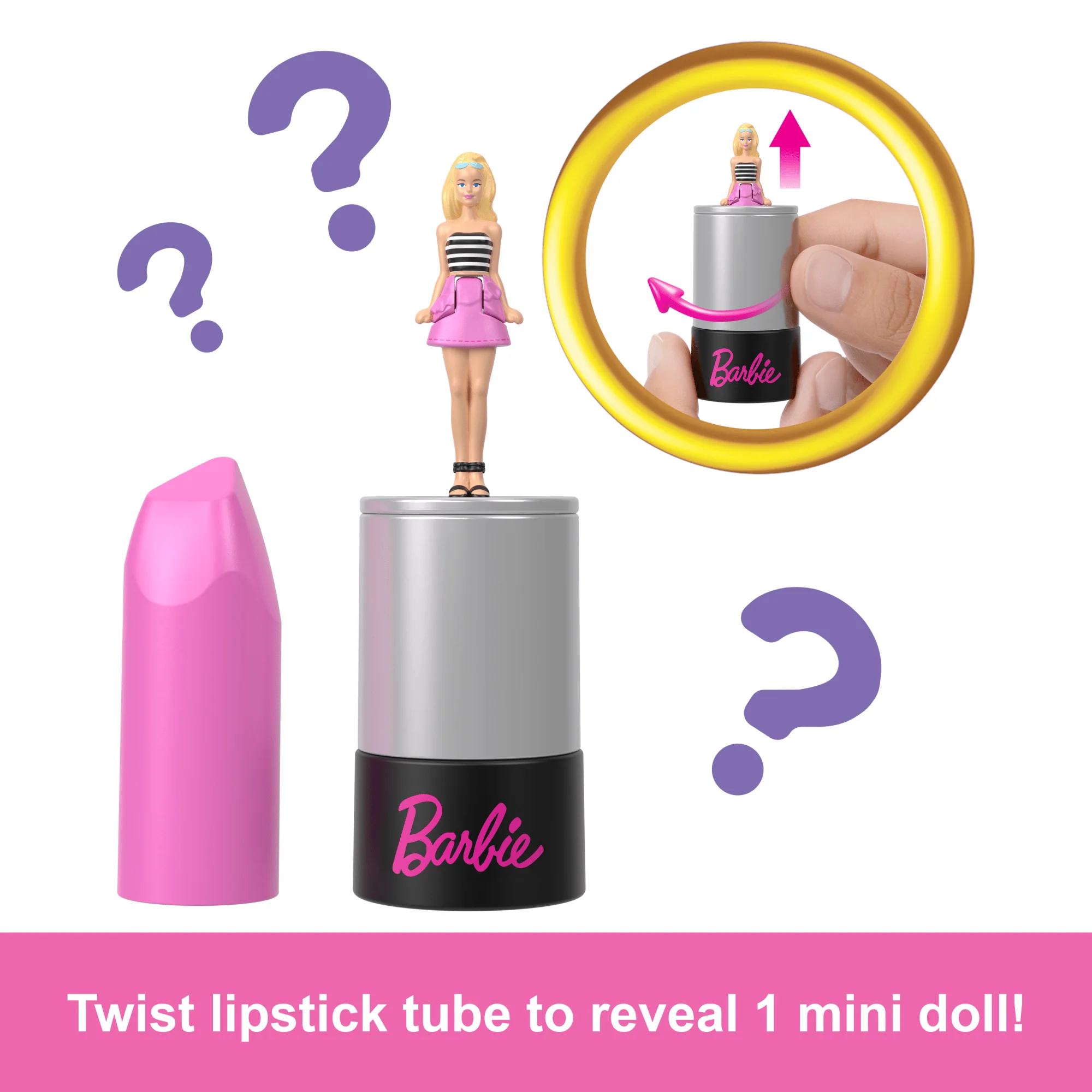 Barbie Mini Barbieland 5-Pack Fashionistas Dolls, 1.5-Inch Dolls in Lipstick Tubes - Image 3