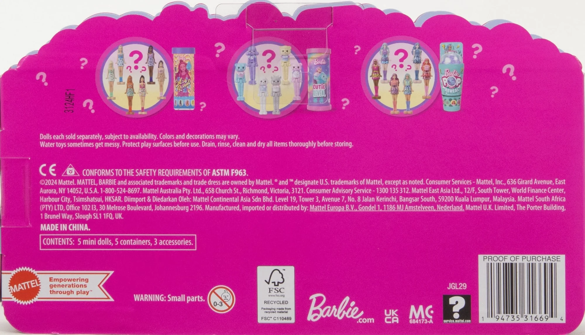 Barbie Mini Barbieland 5'Li Paket Pop Reveal Bebekler, 4 Cm'Lik Sürpriz Mini Bebek Ve Duyusal Gelişime Yönelik Oyuncak (Stiller Çeşitlilik Gösterebilir) - Image 6