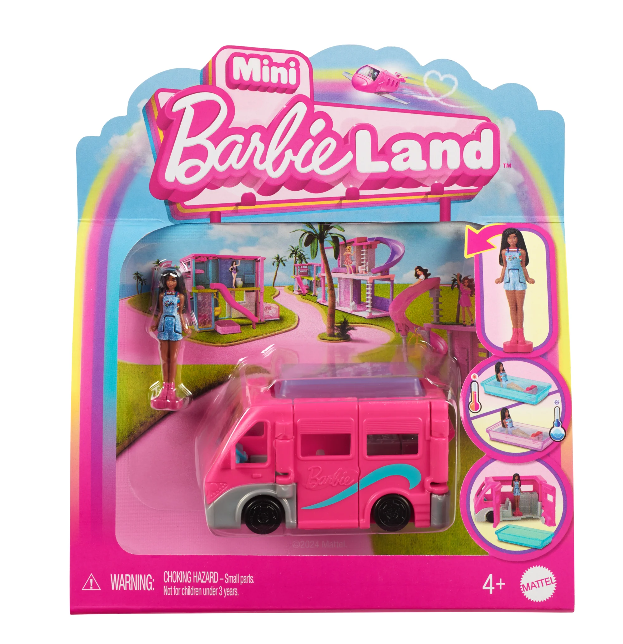 Barbie Mini Barbieland Bebek Ve Araç Seti, 4 Cm Bebek Ile Renk Değiştiren Havuzuyla Rüya Karavanı - Image 4