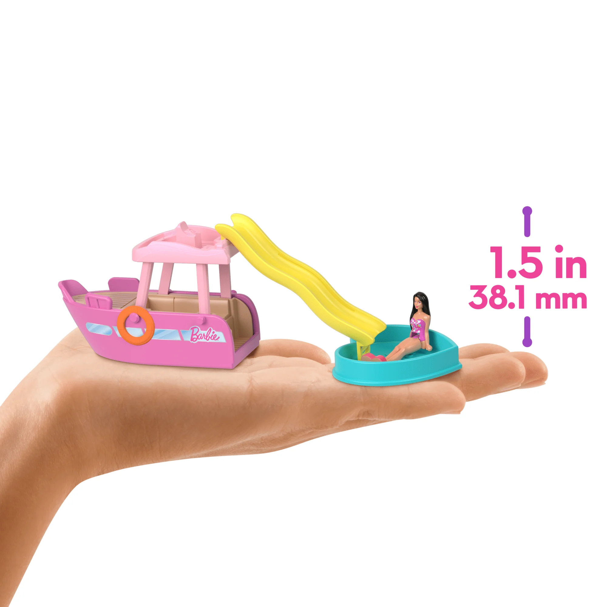 Barbie Mini Barbieland Bebek Ve Araç Seti, 4 Cm Bebek Ile Renk Değiştiren Rüya Teknesi - Image 4