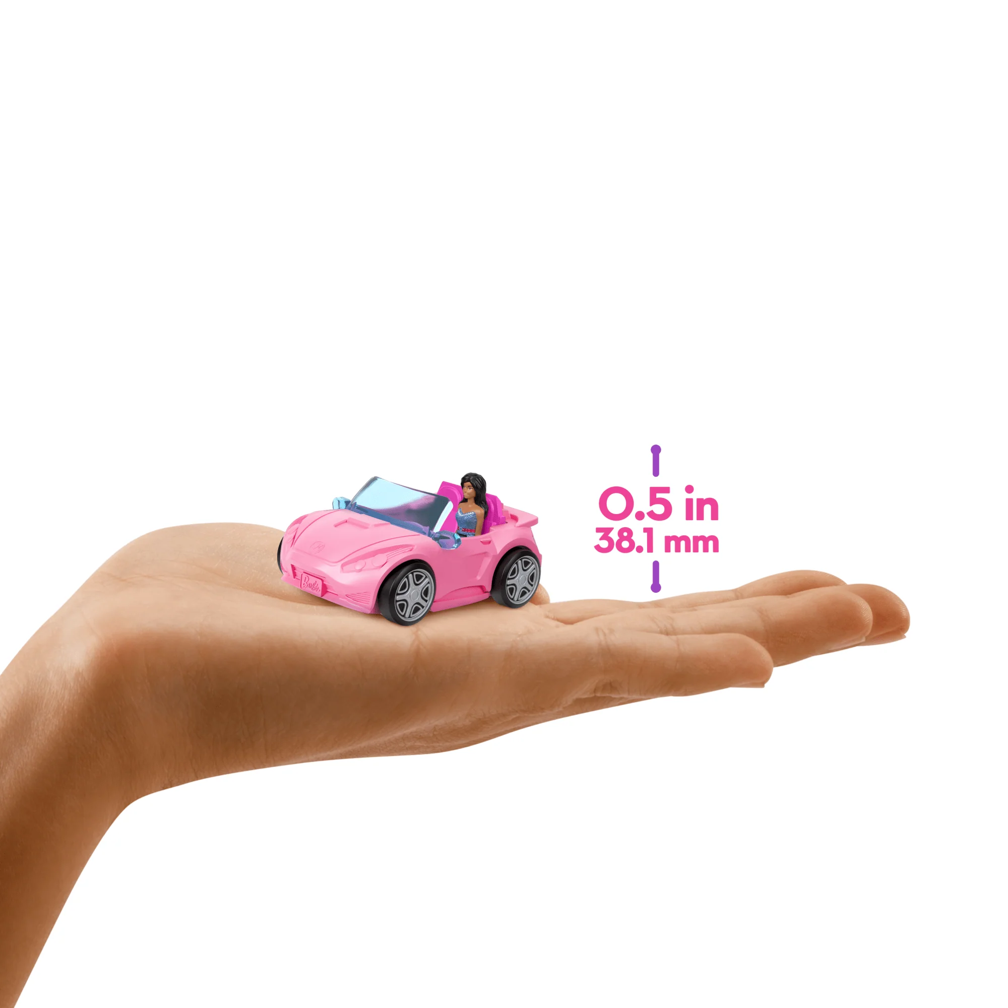 Barbie Mini Barbieland Bebek Ve Araç Seti, 4 Cm Bebek Ve Renk Değiştiren Üstü Açık Araba - Image 4