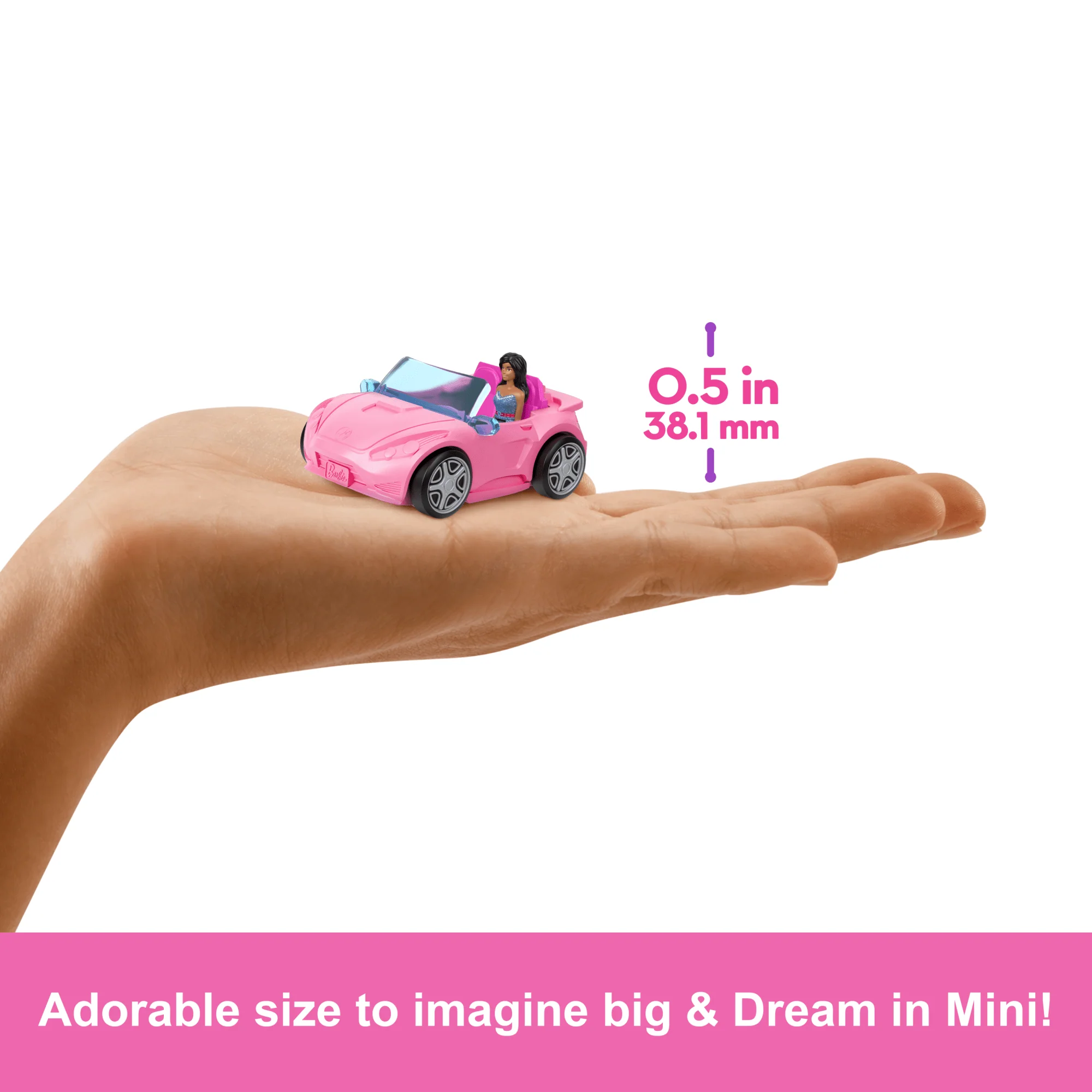 Barbie Mini Barbieland Doll & Vehicle Set With 1.5-Inch Doll & Convertible Car With Color-Change - Image 4