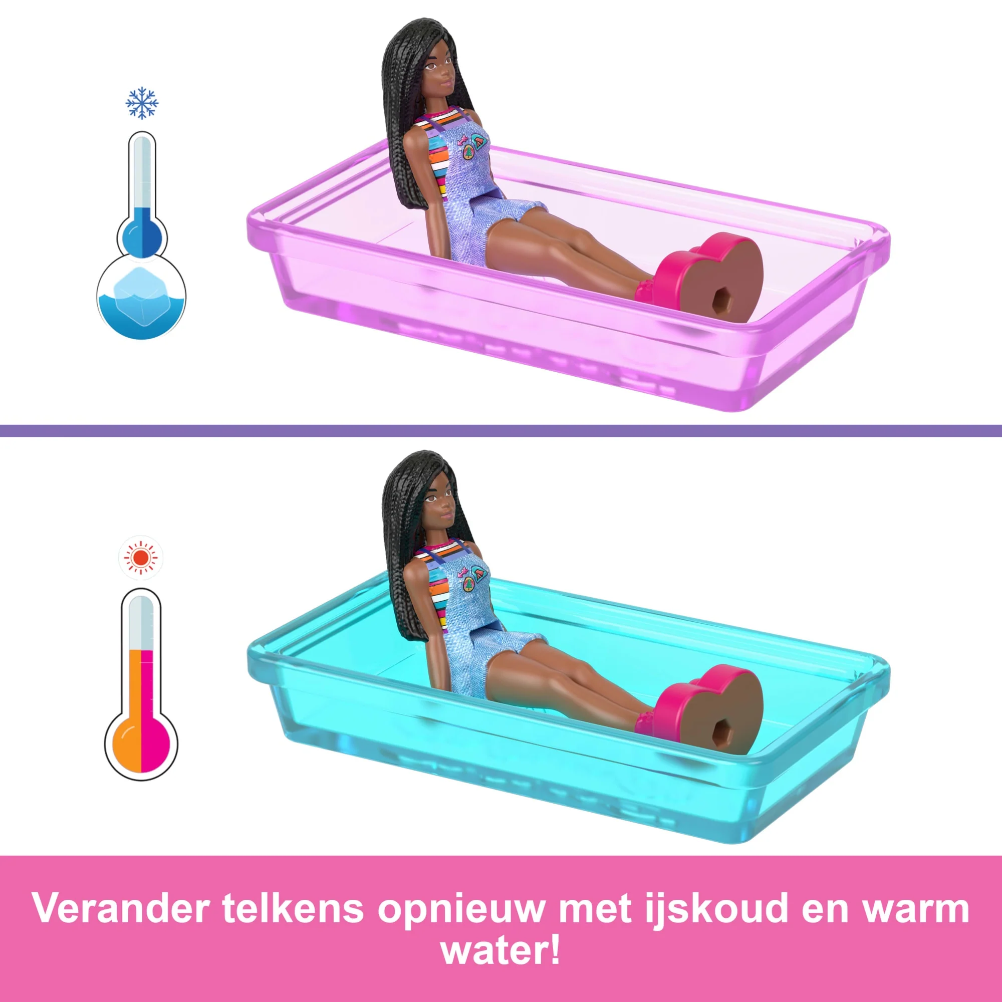 Barbie Mini Barbieland Set Met Pop En Voertuig, Pop (Bijna 4 Cm) En Droomcamper Met Zwembad Met Kleurverandering - Image 3