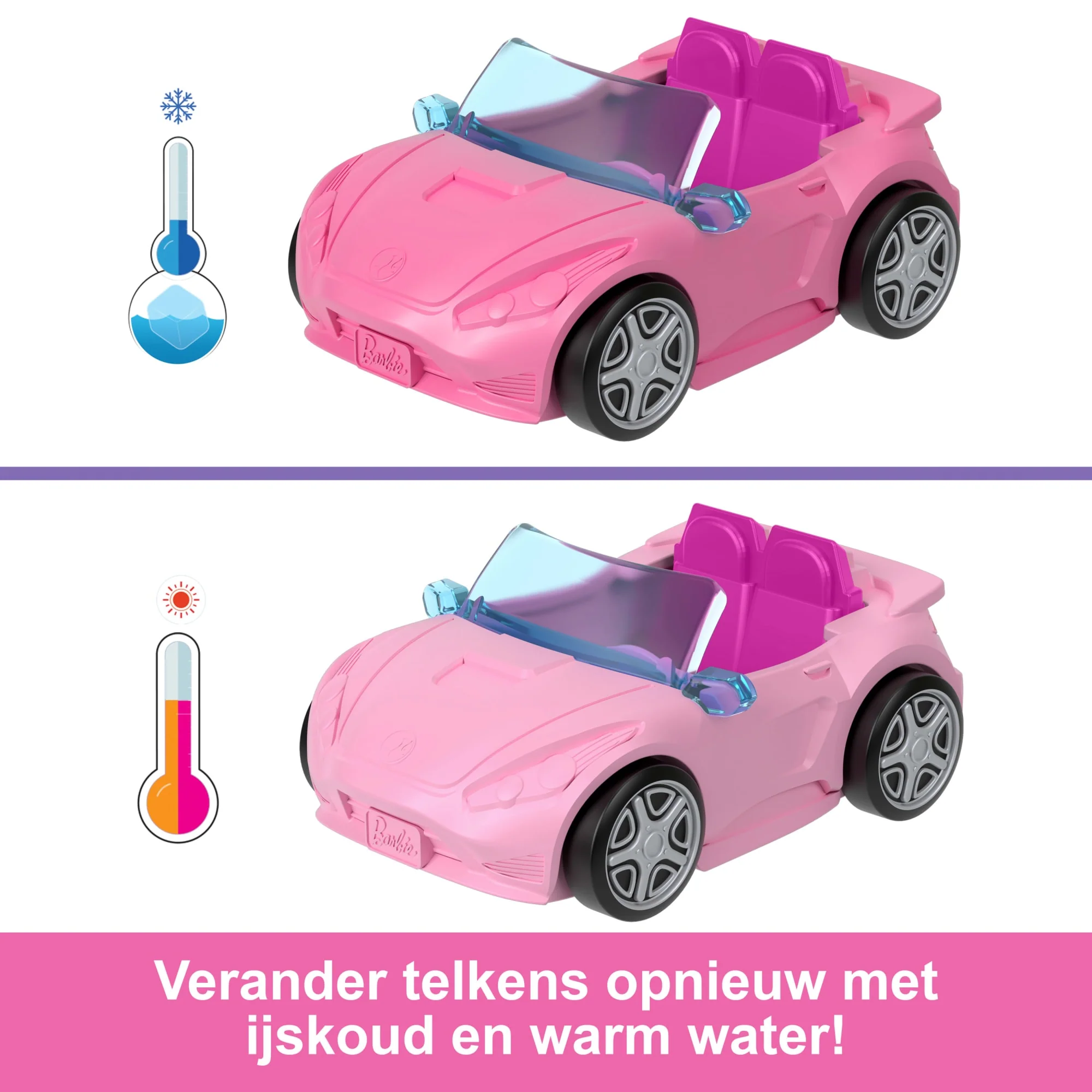 Barbie Mini Barbieland Set Met Pop En Voertuig, Pop (Bijna 4 Cm) En Cabriolet Met Kleurverandering - Image 3