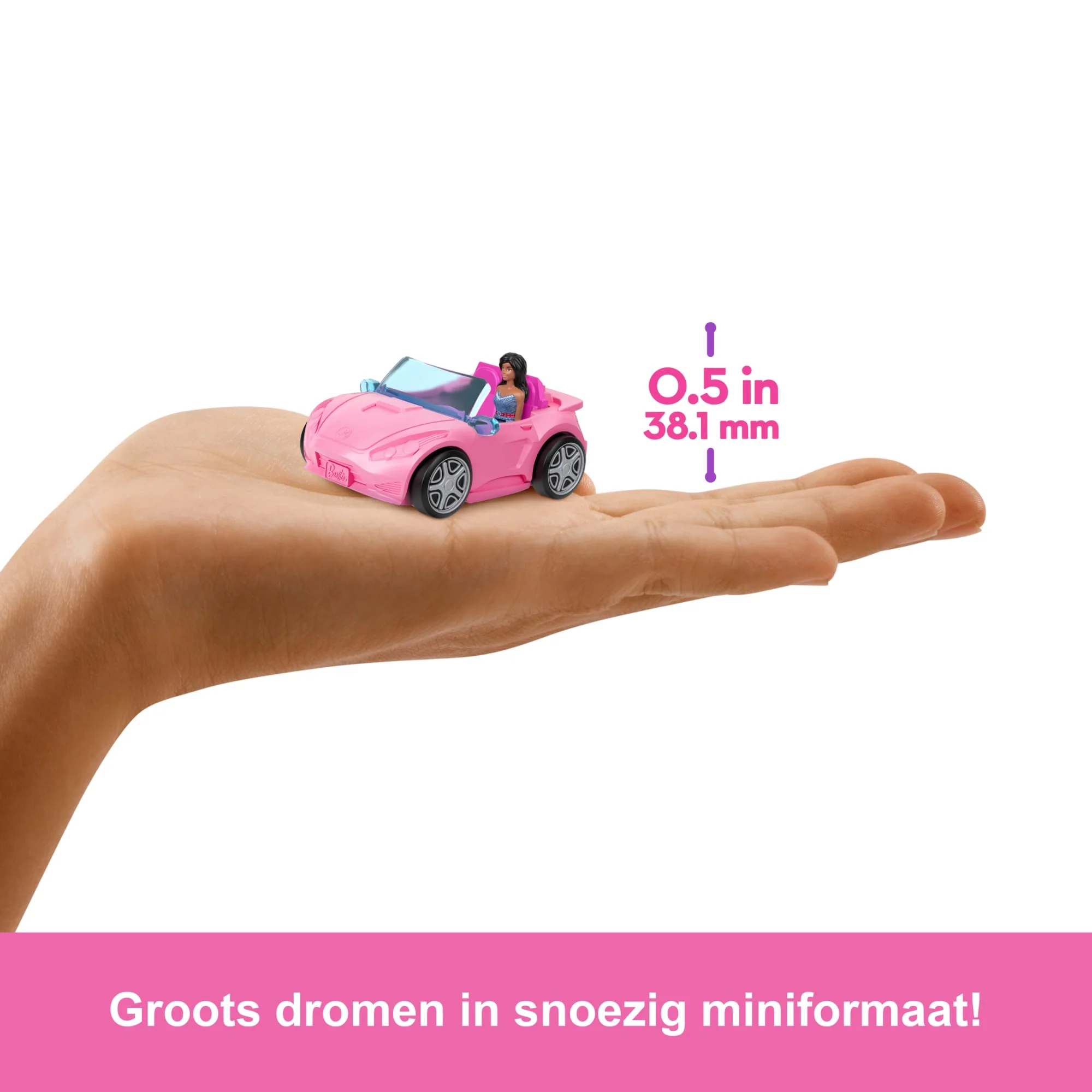 Barbie Mini Barbieland Set Met Pop En Voertuig, Pop (Bijna 4 Cm) En Cabriolet Met Kleurverandering - Image 4
