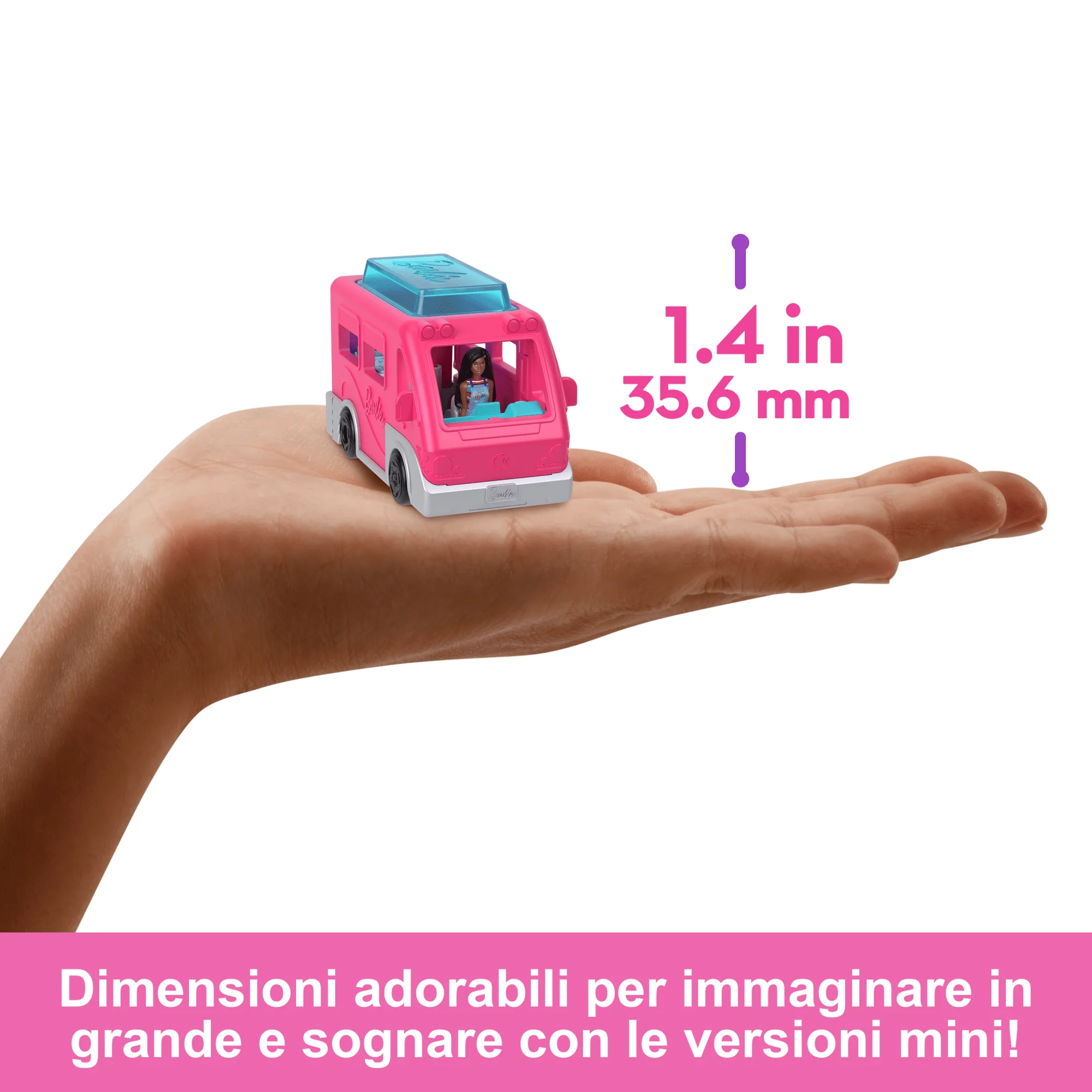 Set Bambola E Veicolo Barbie Mini Barbieland Con Bambola Da 3,8 Cm E Camper Dei Sogni Con Piscina Cambia-Colore - Image 4