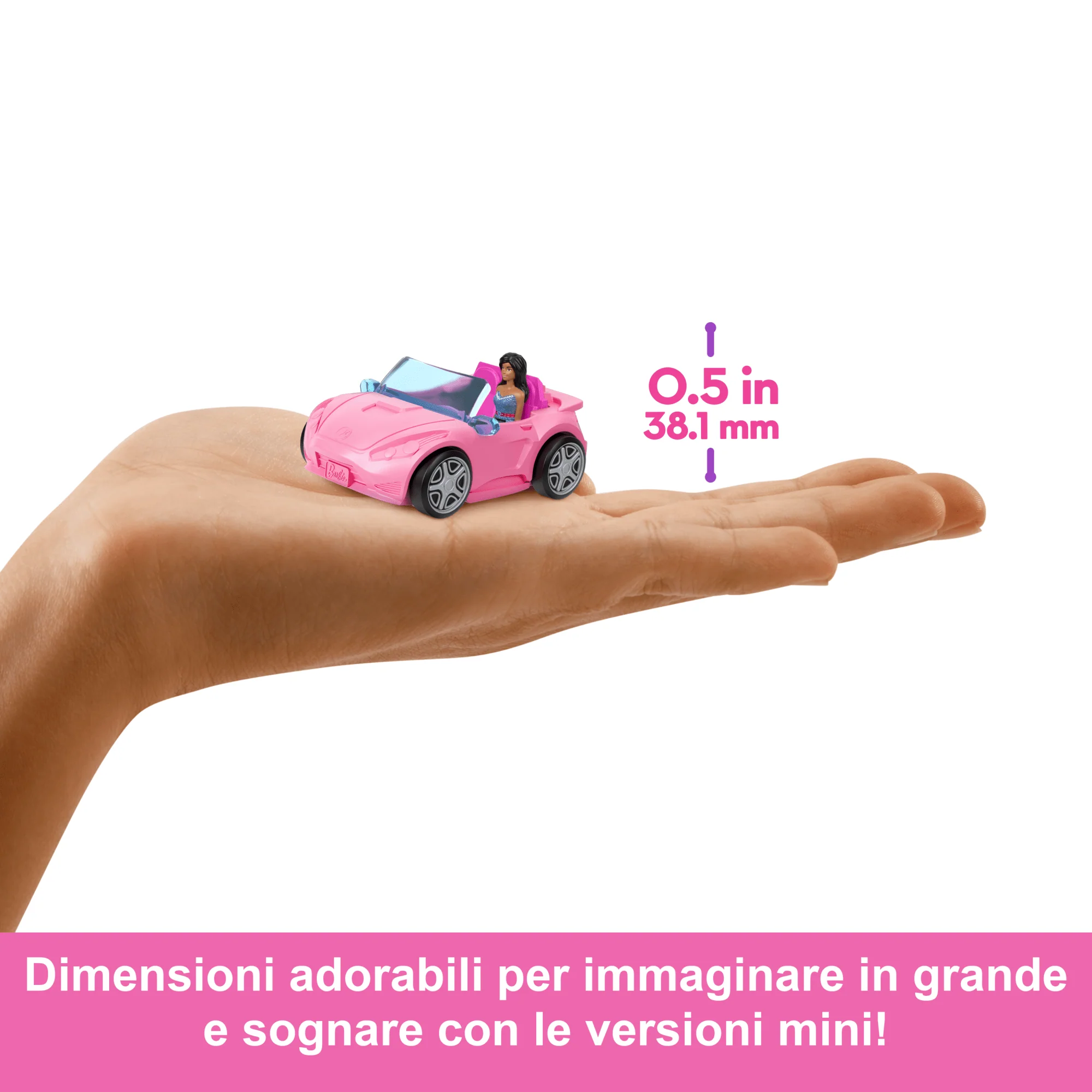 Barbie Mini Barbieland, Set Con Veicolo E Bambola Da 3,8 Cm, Decappottabile Con Effetto Cambia Colore - Image 4