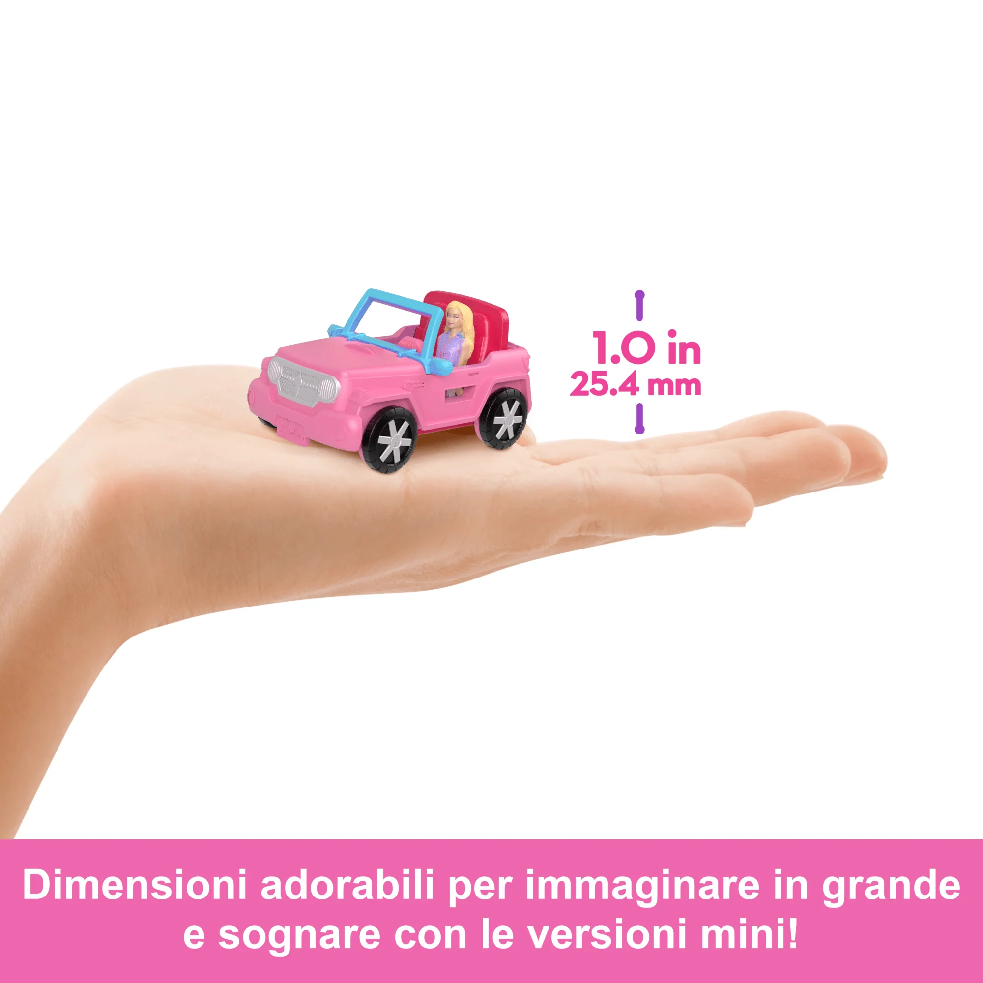 Barbie Mini Barbieland, Set Con Veicolo E Bambola Da 3,8 Cm, Suv Cambia Colore E Tenda - Image 4