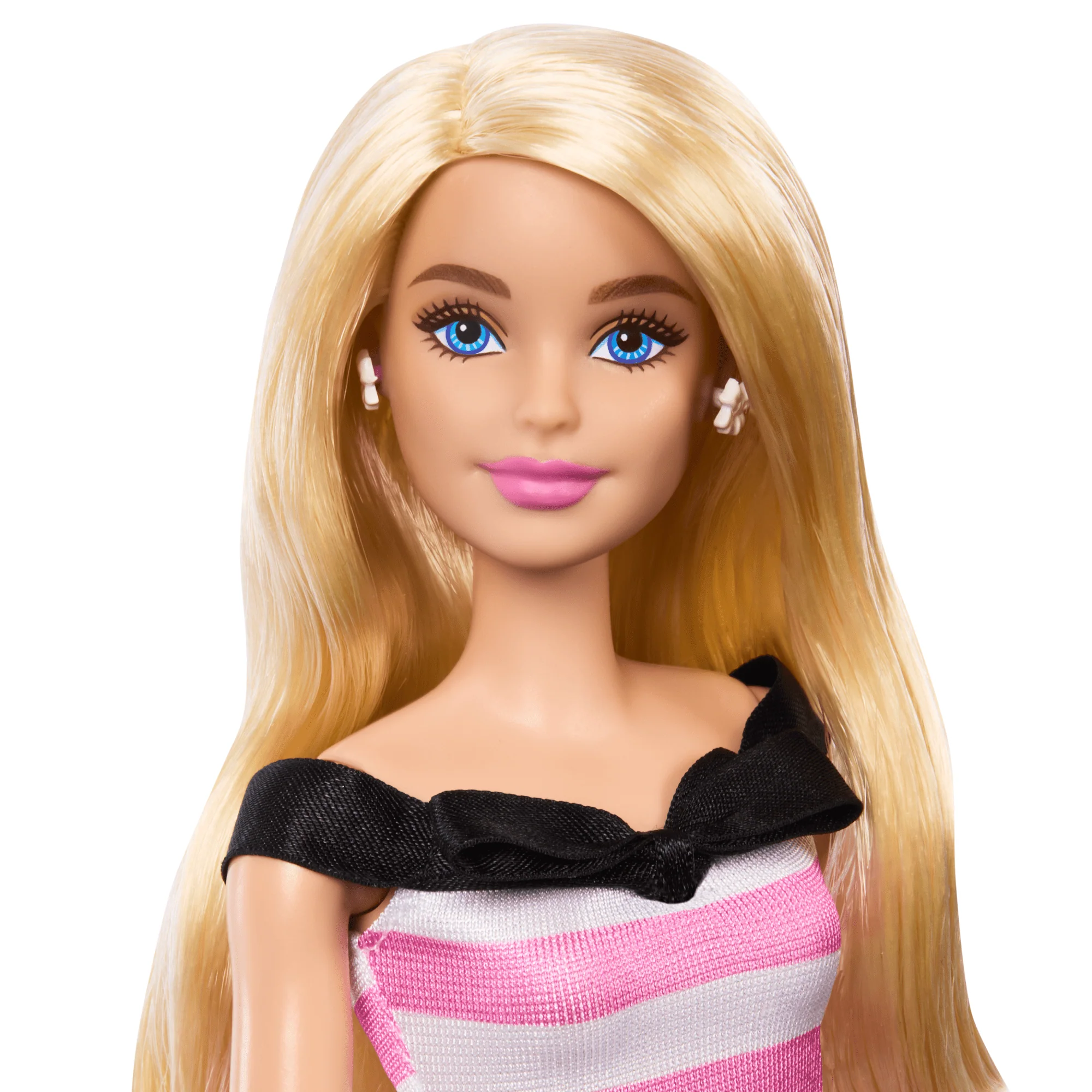 Barbie-Modepuppe Mit Blonden Haaren Zum Feier Des 65-Jährigen Jubiläums, Pink Gestreiftes Kleid Und Accessoires - Image 2