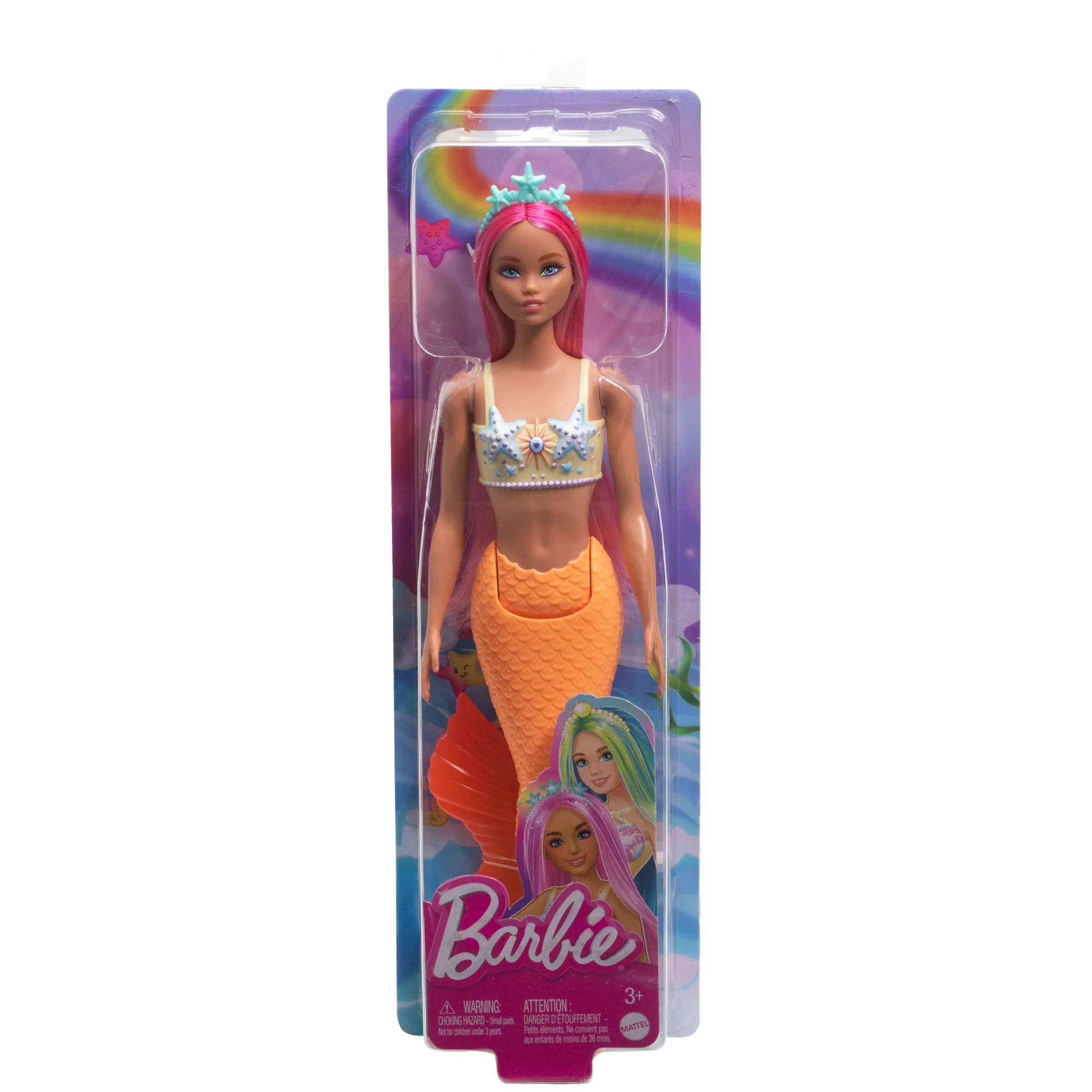 Muñeca Sirena Barbie Con Melena Rosa, Cola Naranja Y Diadema - Image 6