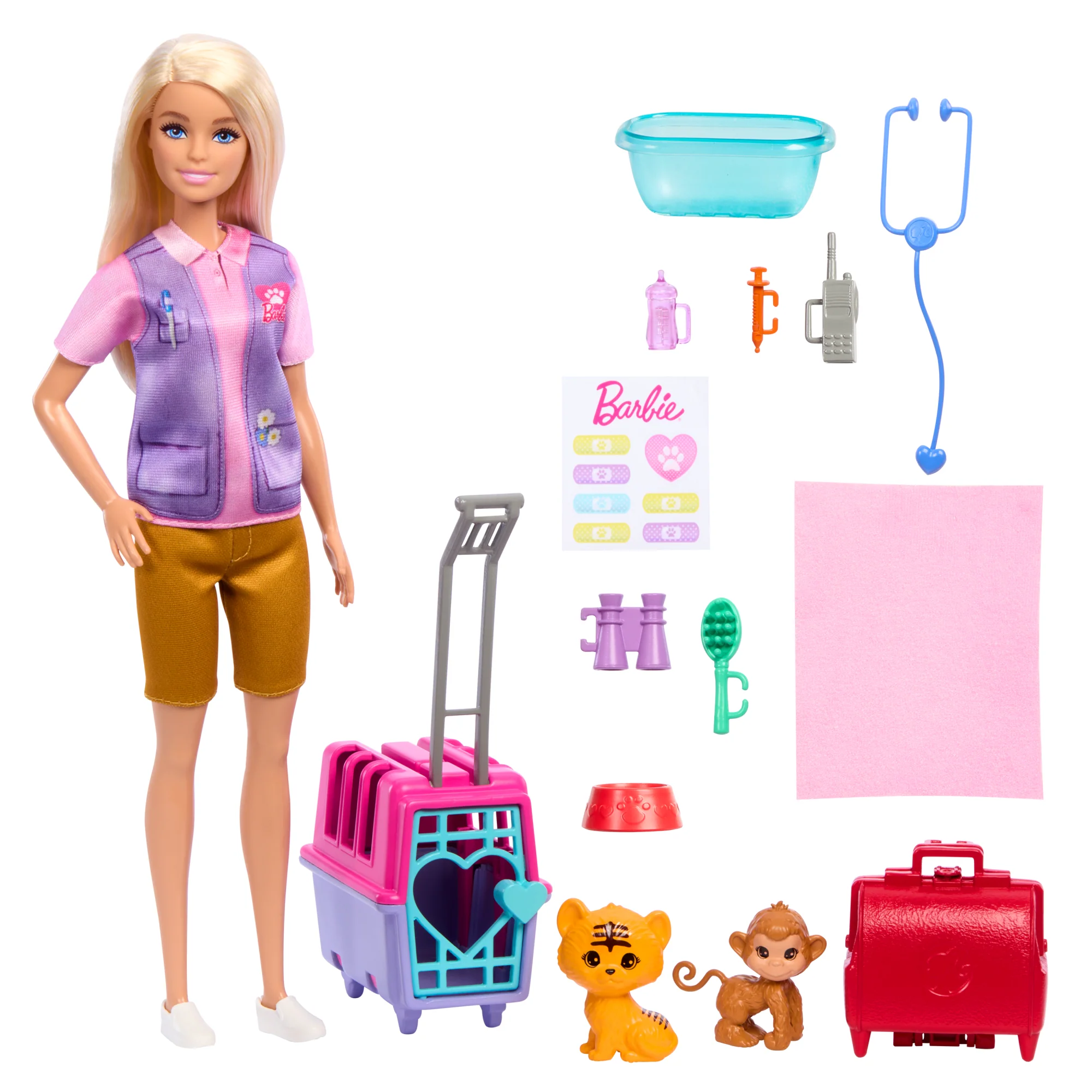 Conjunto De Juego Rescate Y Cuidado De Animales De Barbie Con Muñeca Rubia, DOS Figuras De Animales Y Accesorios - Image 4
