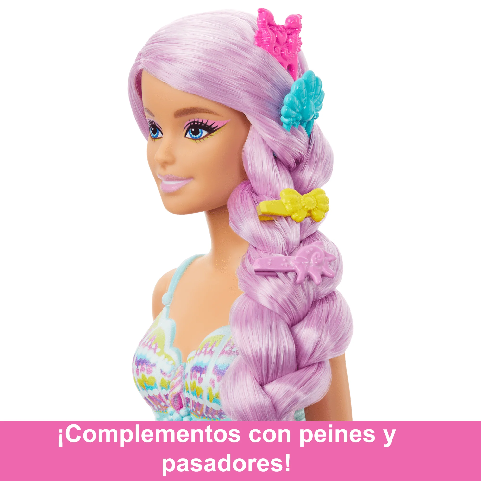 Muñeca Sirena Barbie Con Pelo De Fantasía De 17,8Cm De Largo Y Accesorios Para Jugar A Peinar - Image 3