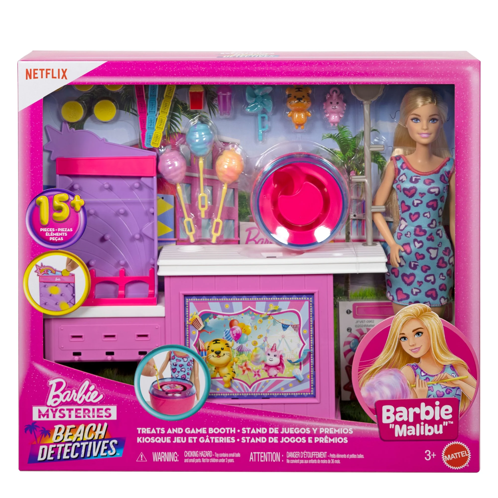 Barbie Mysteries: Beach Detectives Barbie “Malibu” Doll, Cotton Candy Game Playset & Accessories - Image 5