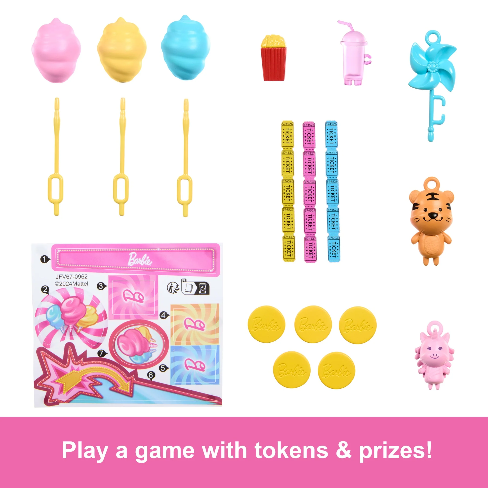 Conjunto De Juego De “Barbie Mysteries: Beach Detectives” Con Muñeca Barbie Malibu Y Puesto De Juegos Con Máquina De Algodón De Azúcar Y Accesorios - Image 5