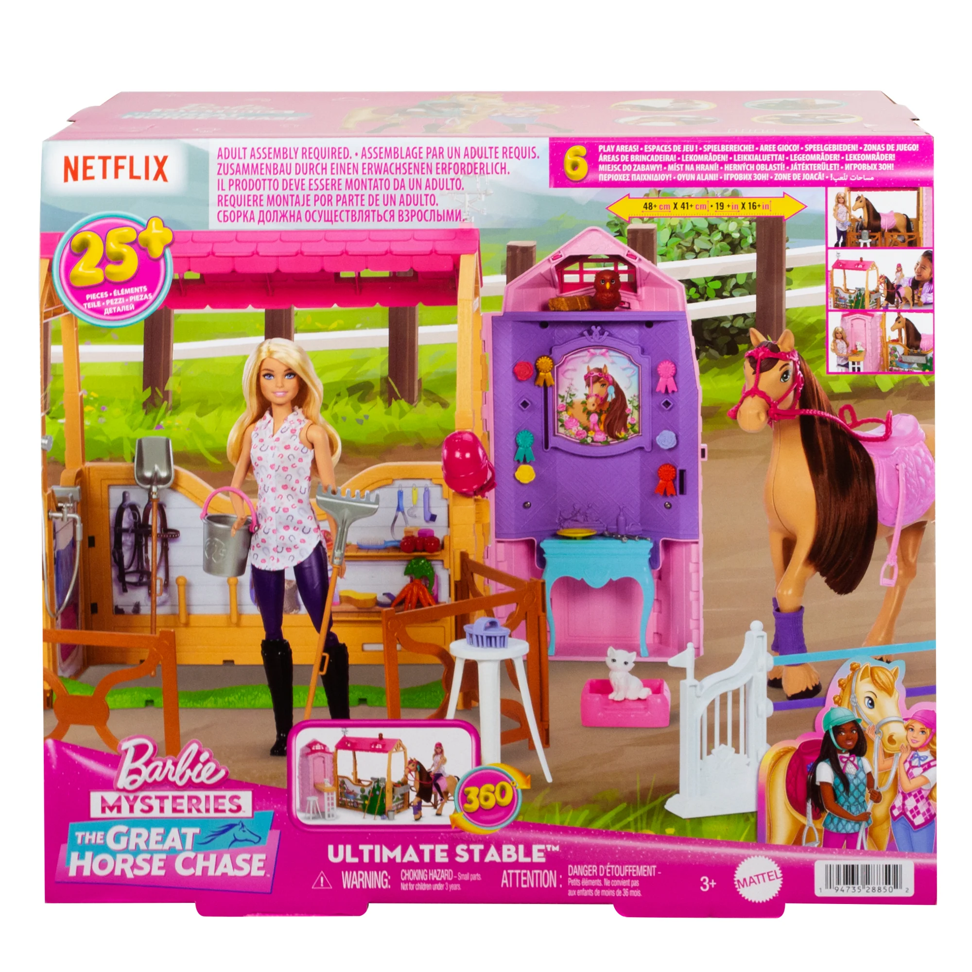 Conjunto De Juego De Establo De “Barbie Mysteries: The Great Horse Chase” Con Muñeca, Caballo De Juguete Y Accesorios, Más De 25 Piezas - Image 6