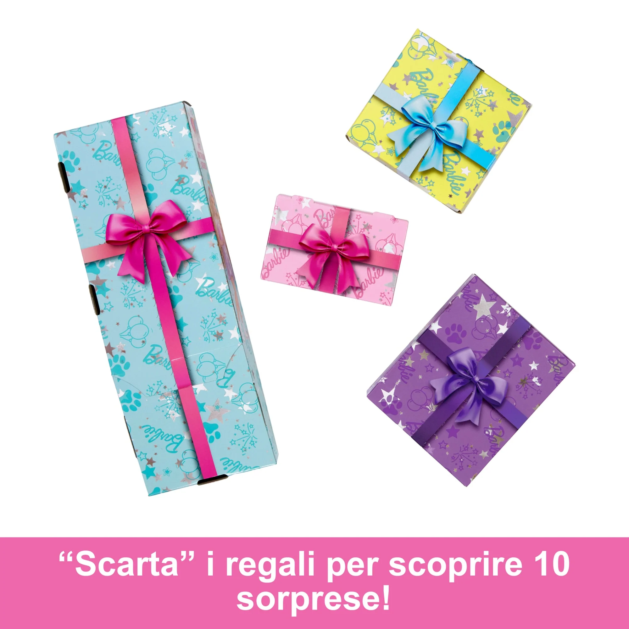 Barbie Party Unboxed, Serie Compleanno Del Cucciolo, Bambola Birthday Bows E Accessori, Con 10 Sorprese - Image 3