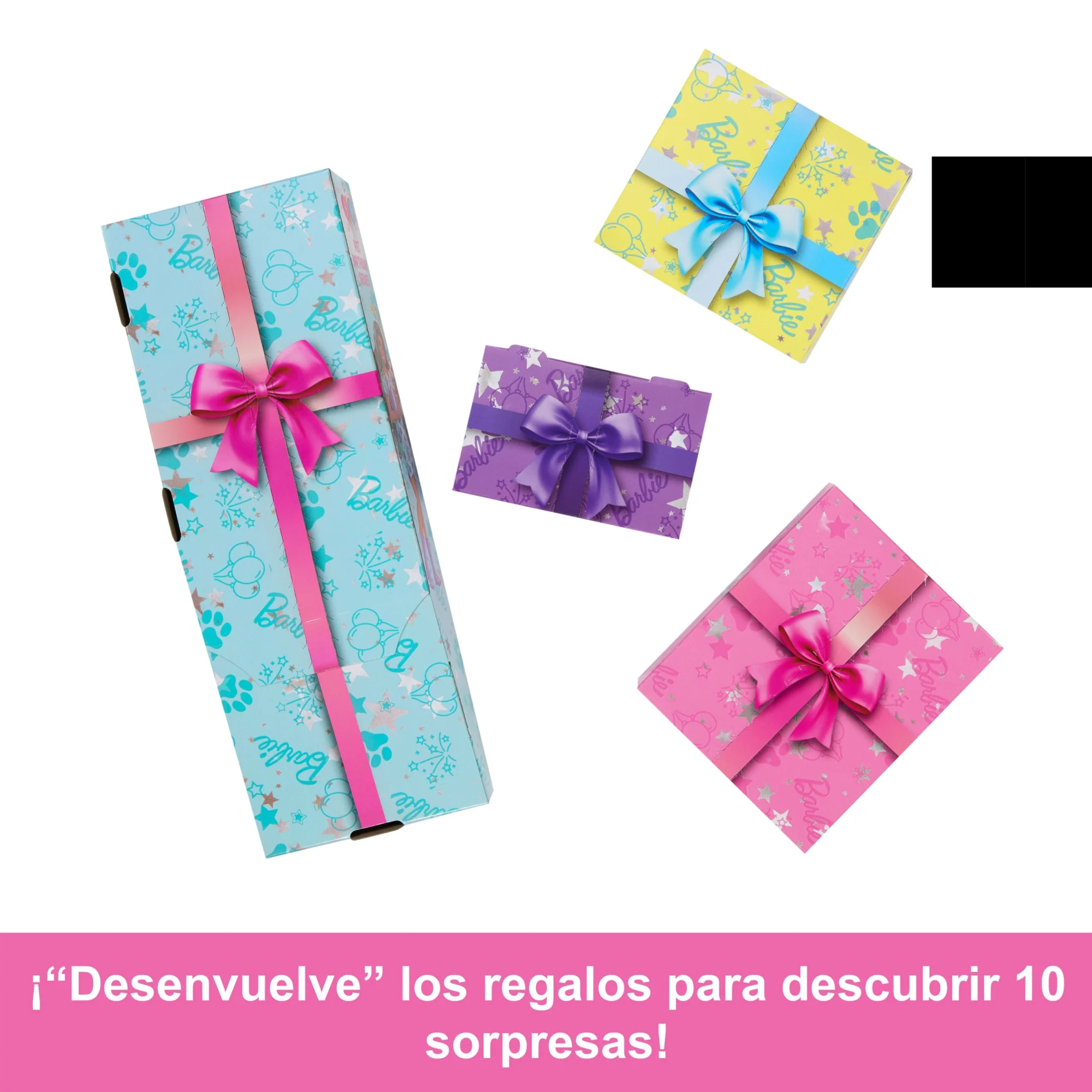 Conjunto De Juego Estrellas De Fiesta De Barbie Party Unboxed De La Serie Cumpleaños De Mascotas Con Muñeca Y Accesorios, 10 Sorpresas - Image 3