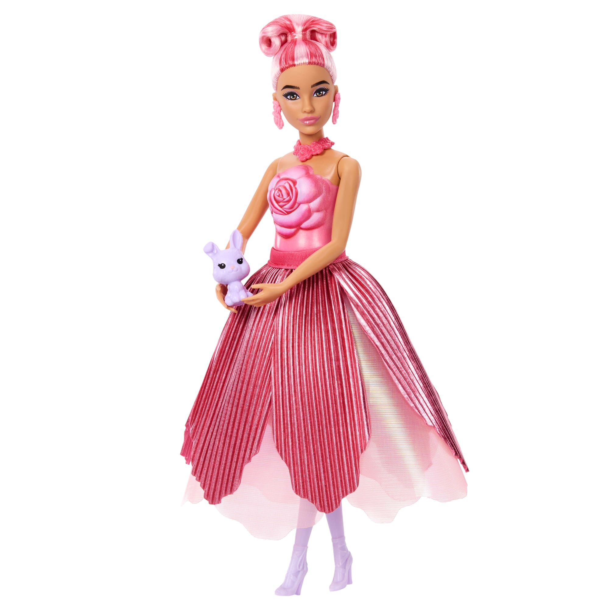 Muñeca Barbie Petal Pop Perfumada Con Vestido Rosa, Accesorios Sorpresa Como Un Conejito Y Mucho Más - Image 5