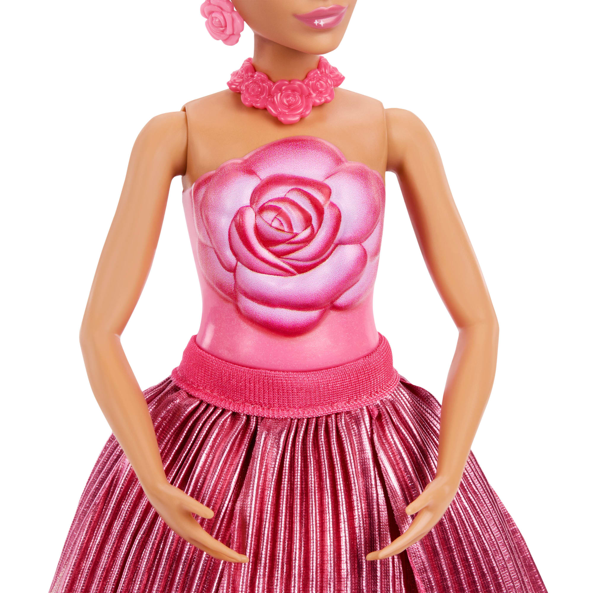 Barbie Petal Pop Scented Fashion Doll With Rose Dress, Reveal Accessories Like Bunny & More - Image 4