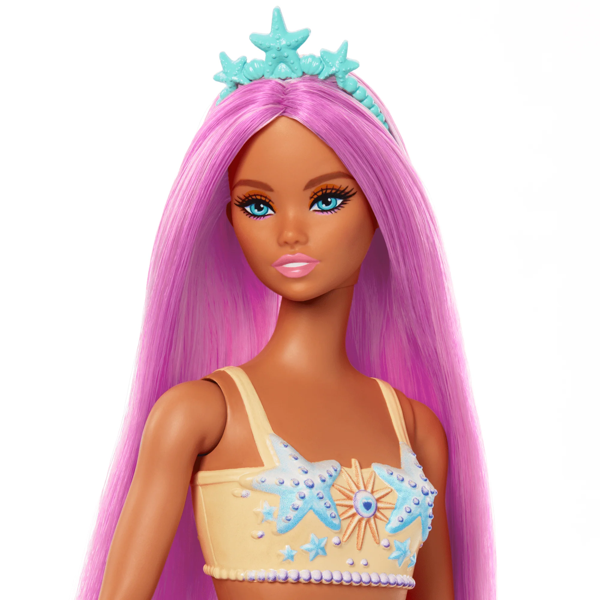 Barbie Zeemeerminpop Met Roze Haar, Zacht Oranje Staart En Haarband - Image 2