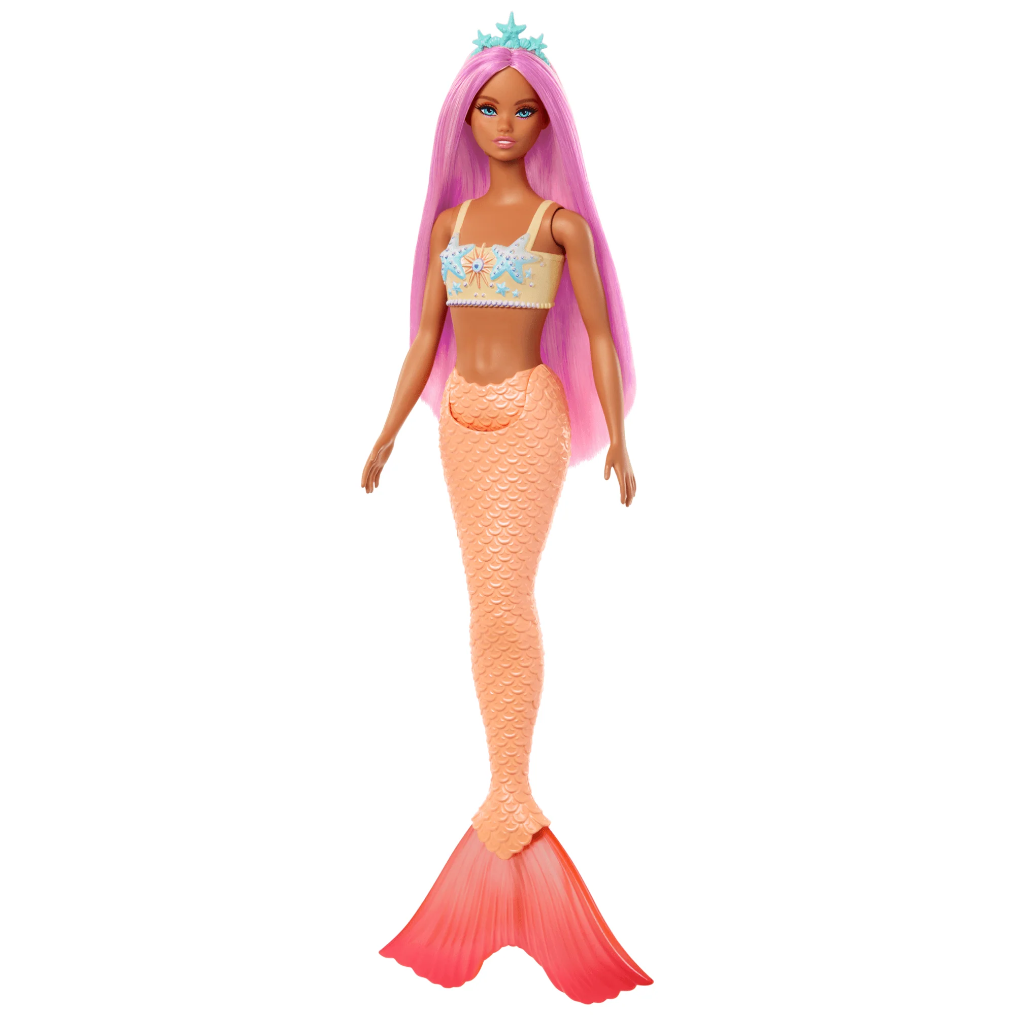 Barbie Zeemeerminpop Met Roze Haar, Zacht Oranje Staart En Haarband - Image 4