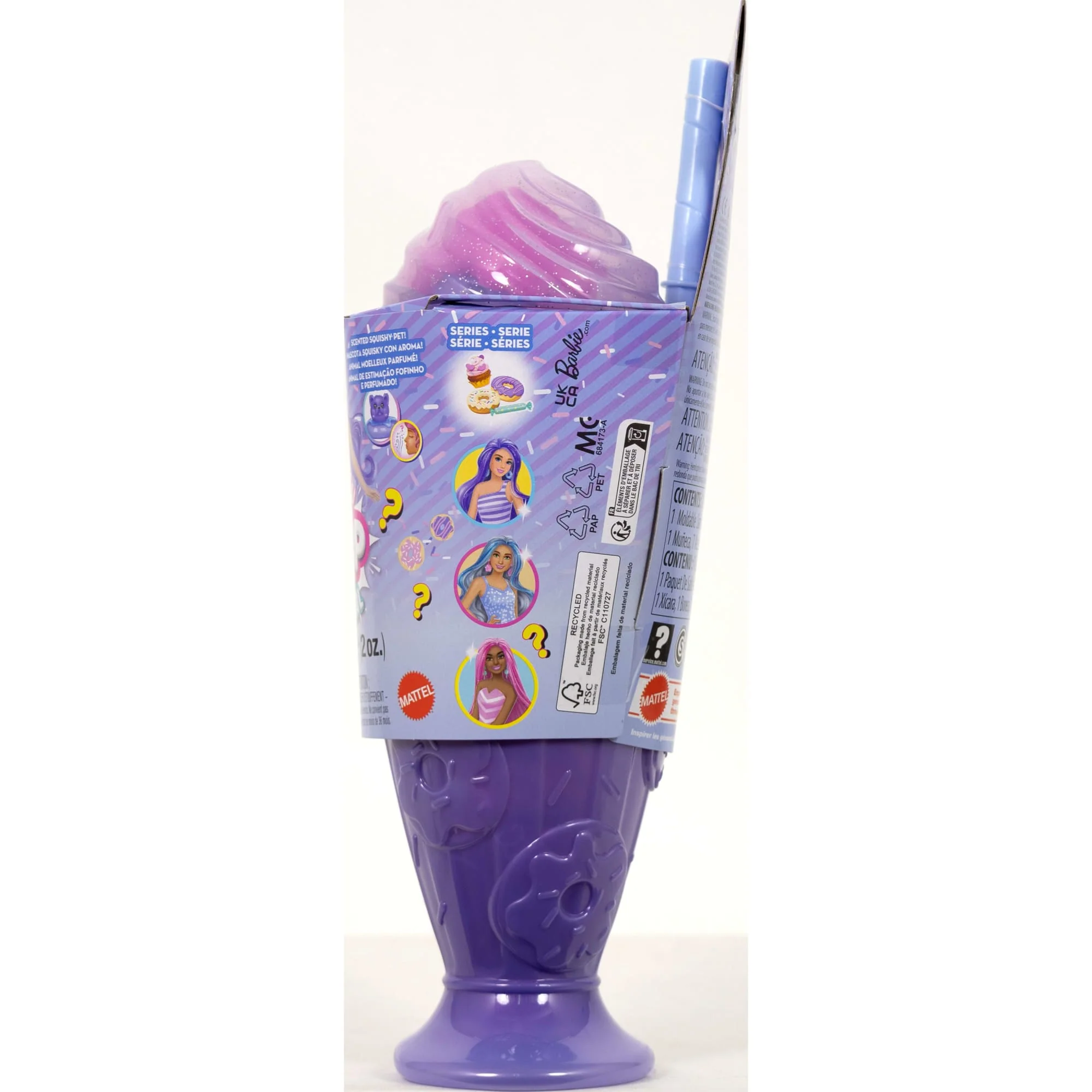 Barbie Pop Reveal Seria Stylowy deser Lalka, figurka zwierzątka i akcesoria Zestaw fioletowy Zabawka 3+ - Image 5