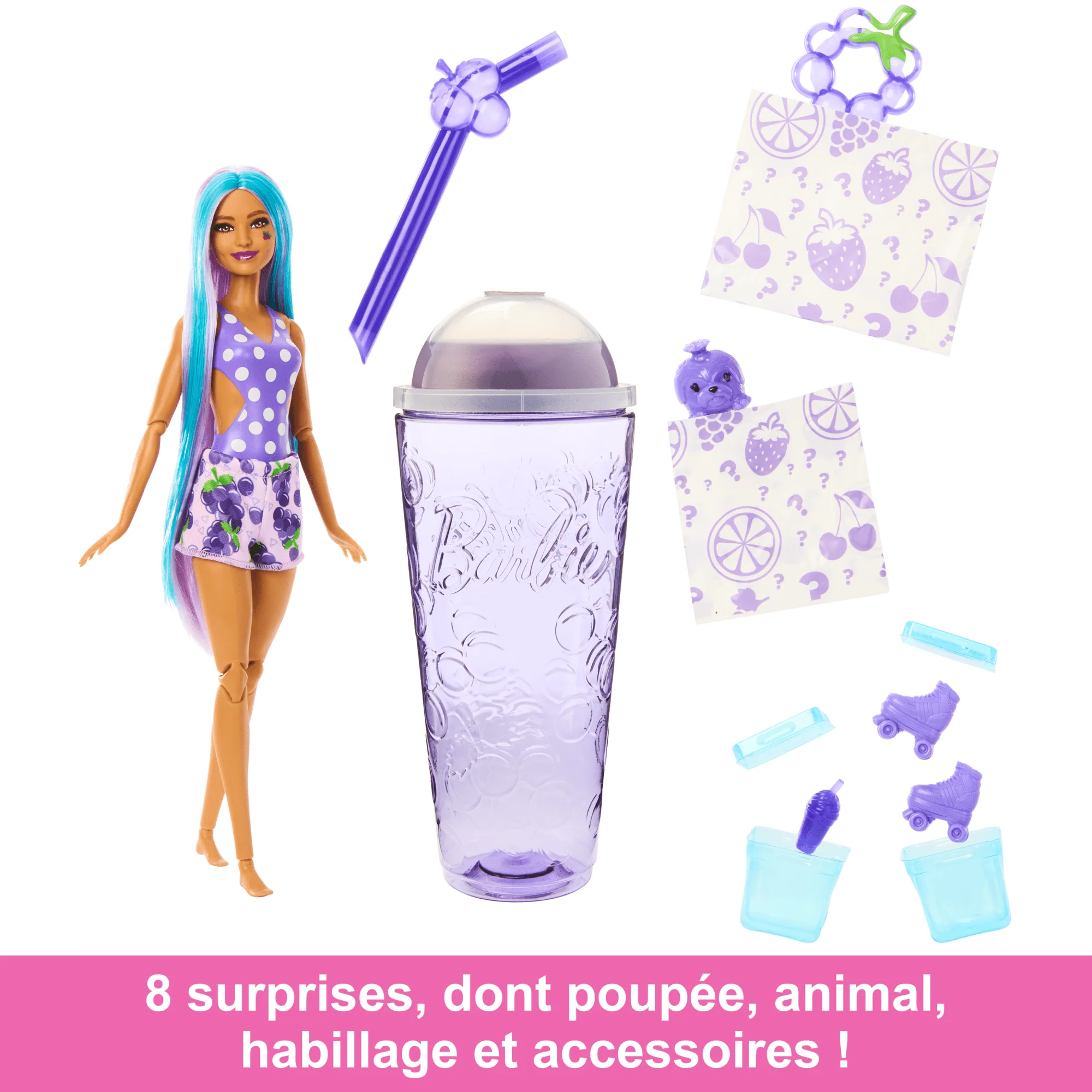 Barbie-Pop Reveal Série Fruit-Poupée Parfum Jus De Raisin Pétillant - Image 3