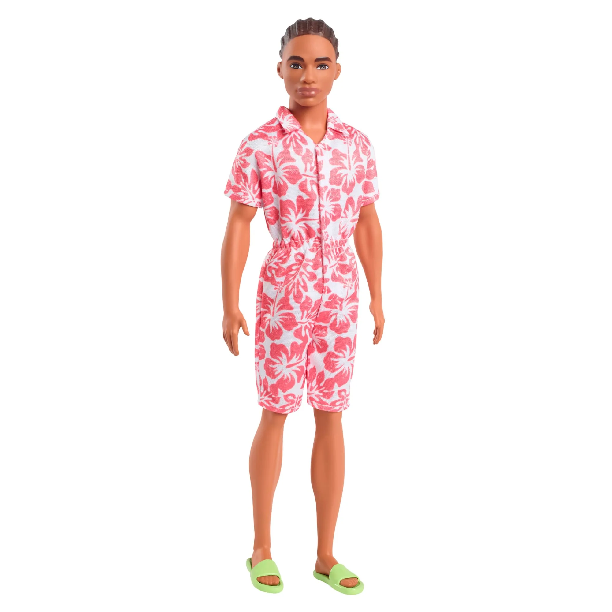Barbie Fashionistas Ken Doll #235 in Hawaiian Print Jumpsuit With Green Sandals, Brown Hair