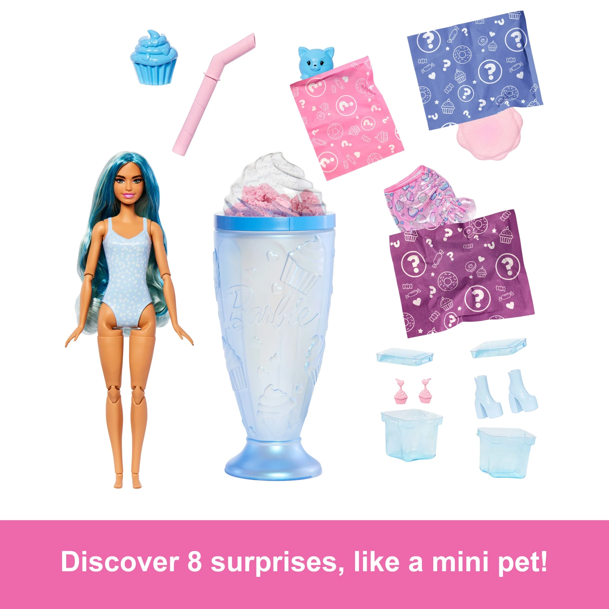 Barbie Pop Reveal Sweet Treat Series Doll & Accessories Set, Cool Cupcake Fashion Doll & Pet - Image 4