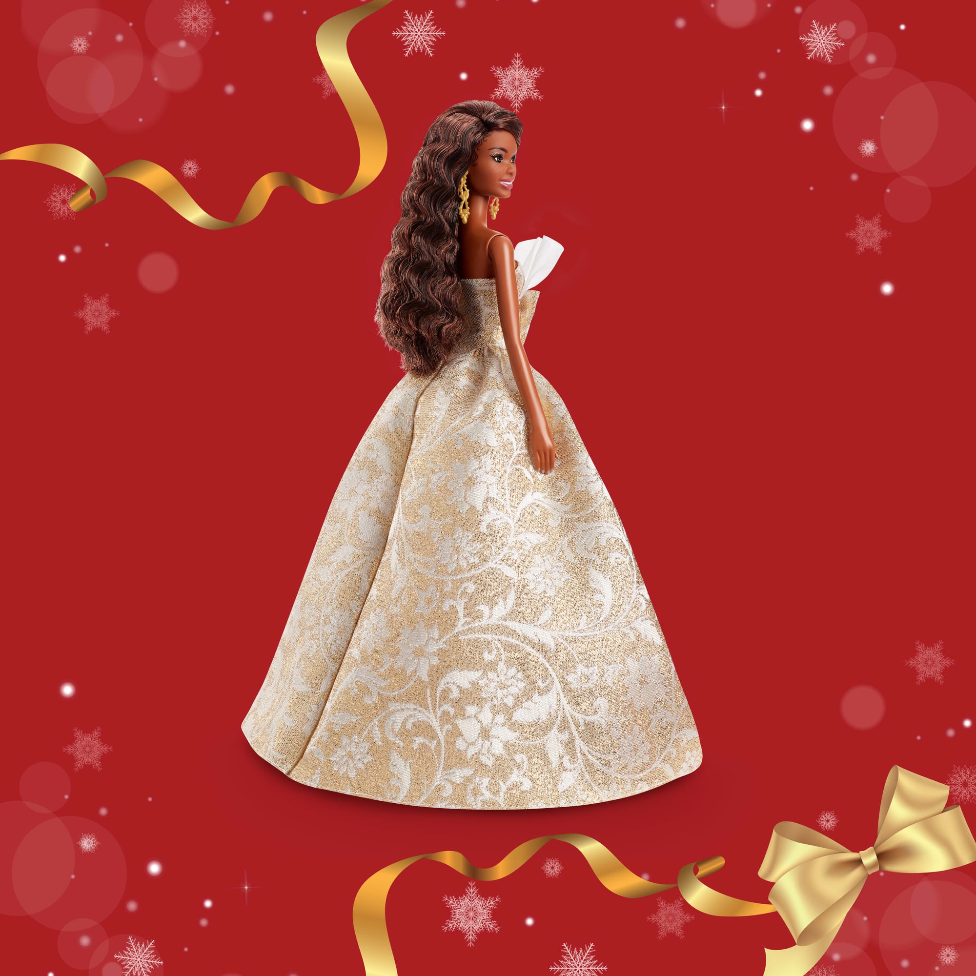 Barbie-Poupée Barbie Joyeux Noël 2025-Avec Robe Argent Et Or - Image 5