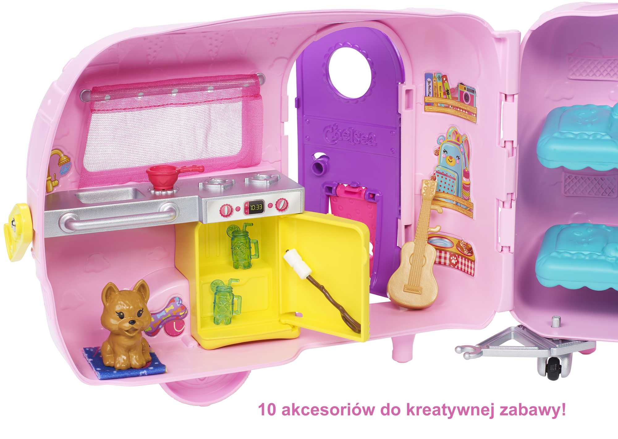 Barbie Przyczepa kempingowa Chelsea + lalka, szczeniaczek, samochód i akcesoria - Image 3