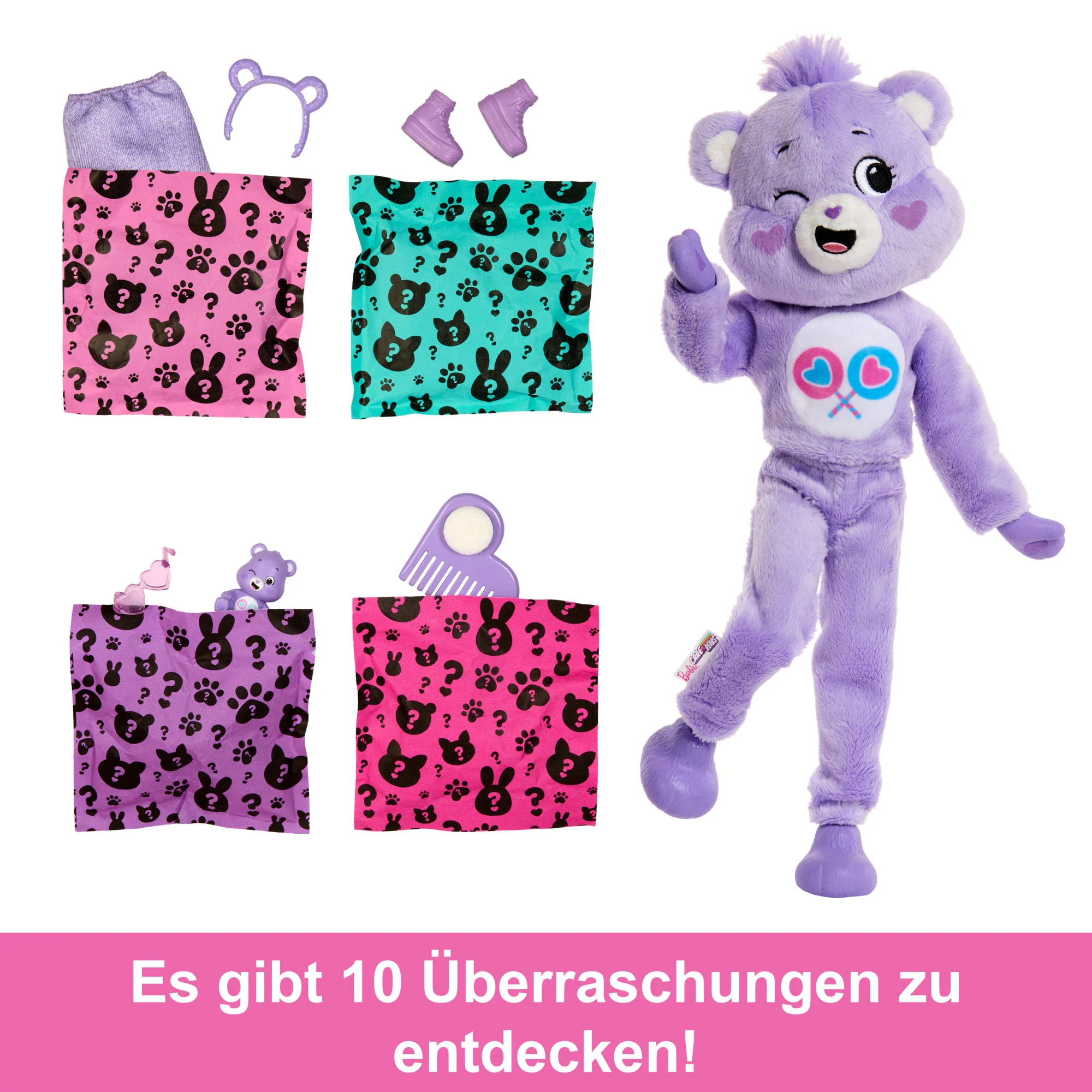 Barbie-Puppe Der Cutie Reveal Glücksbärchi-Reihe Mit Accessoires Und Teile-Gern-Bärchi-Kostüm, 10 Überraschungen - Image 3