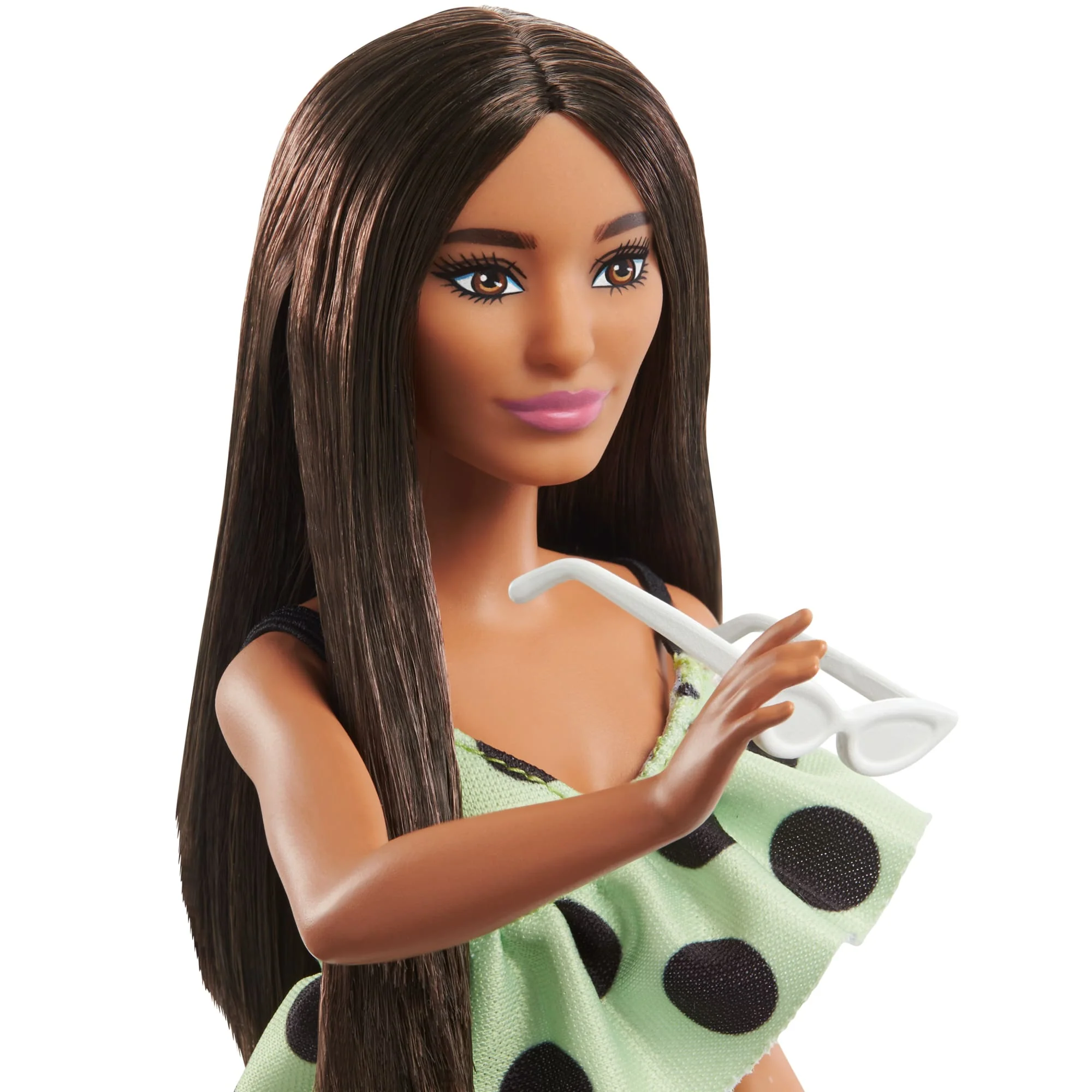 Barbie-Puppe Mit Braunen Haaren Und Gepunktetem Jumpsuit, Barbie Fashionistas - Image 3