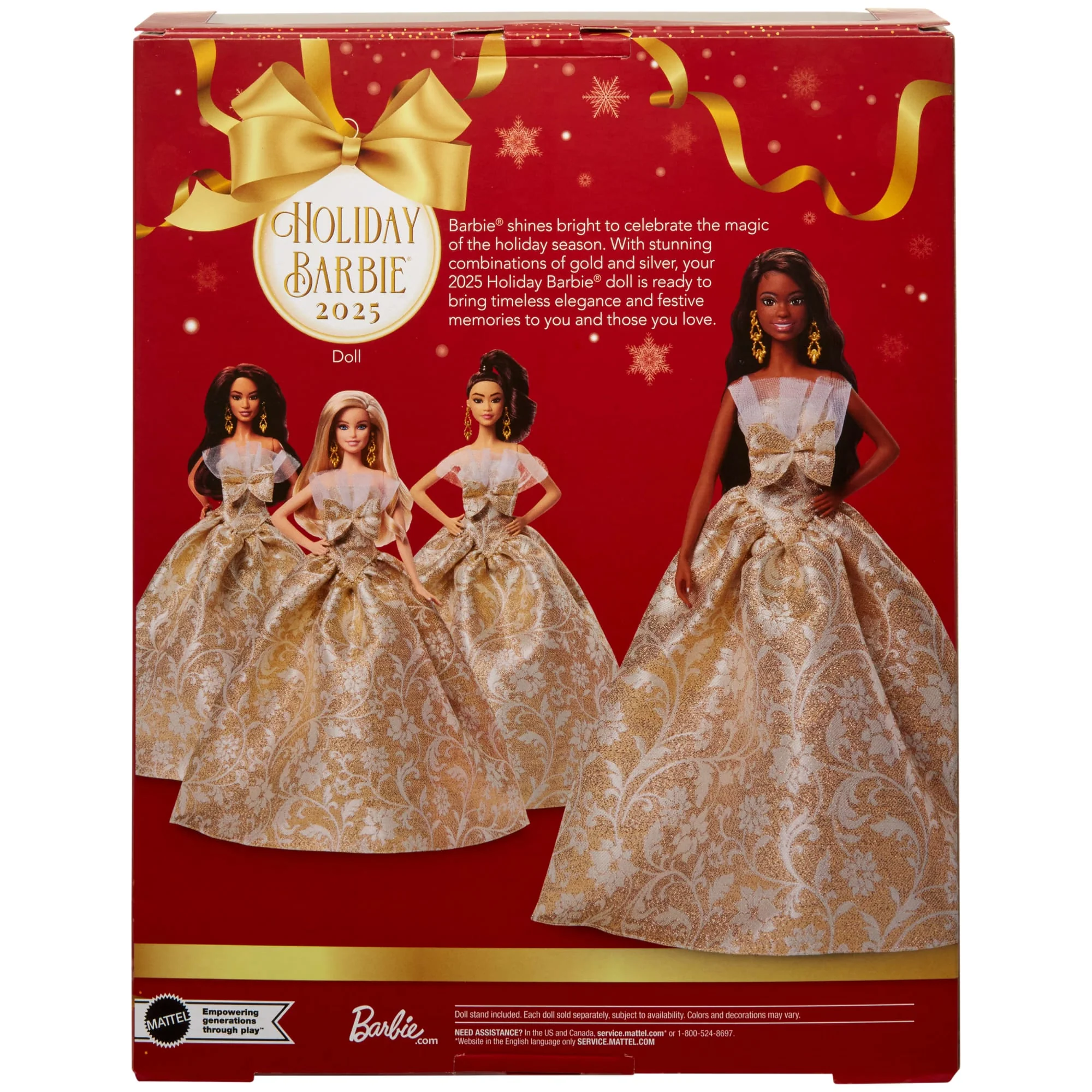 Barbie Signature 2025 Holiday Barbie Fashion Doll, Seasonal Collector, Black Hair With Silver & Gold Gown - Image 6