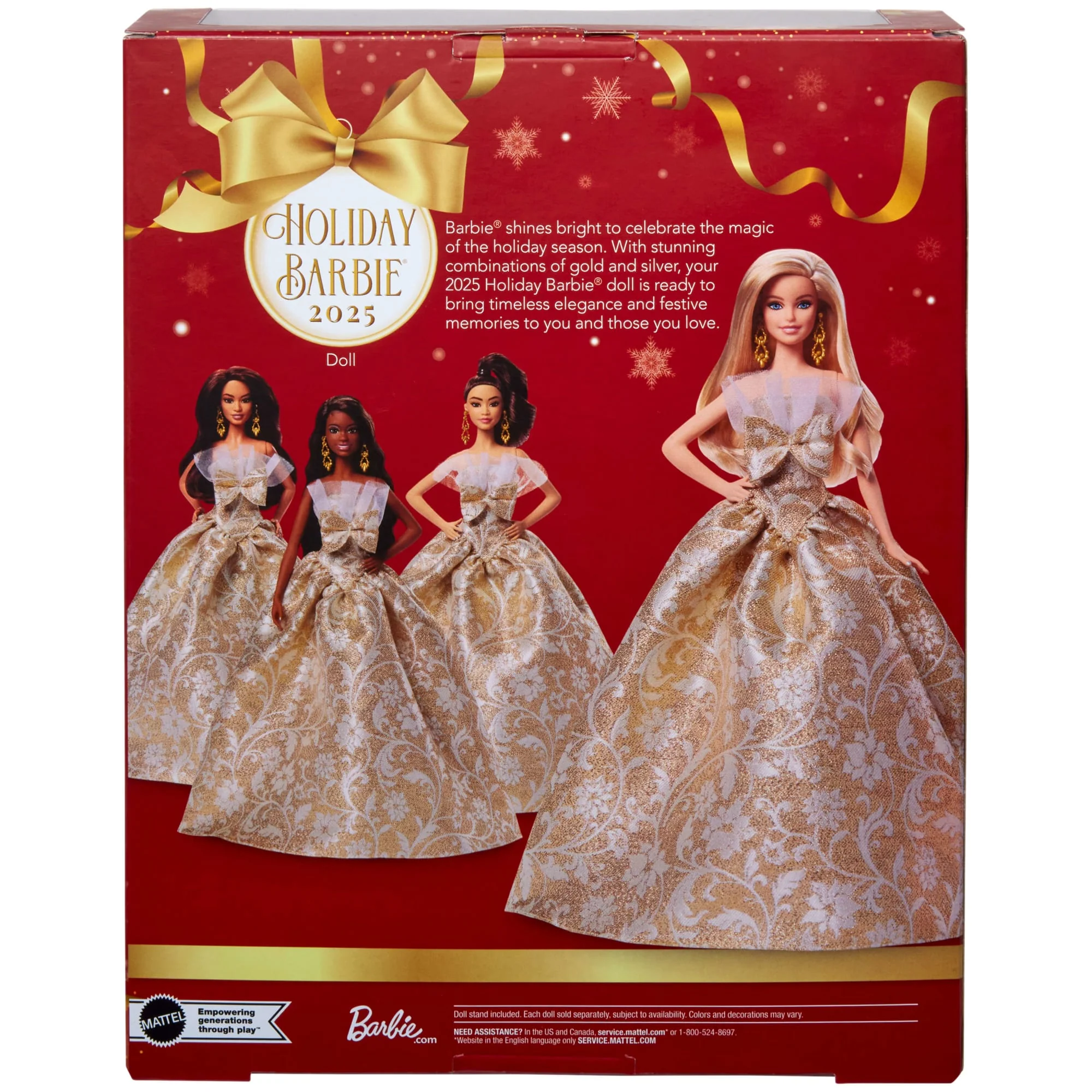 Barbie Signature 2025 Holiday Barbie Fashion Doll, Seasonal Collector, Blonde With Silver & Gold Gown - Image 6