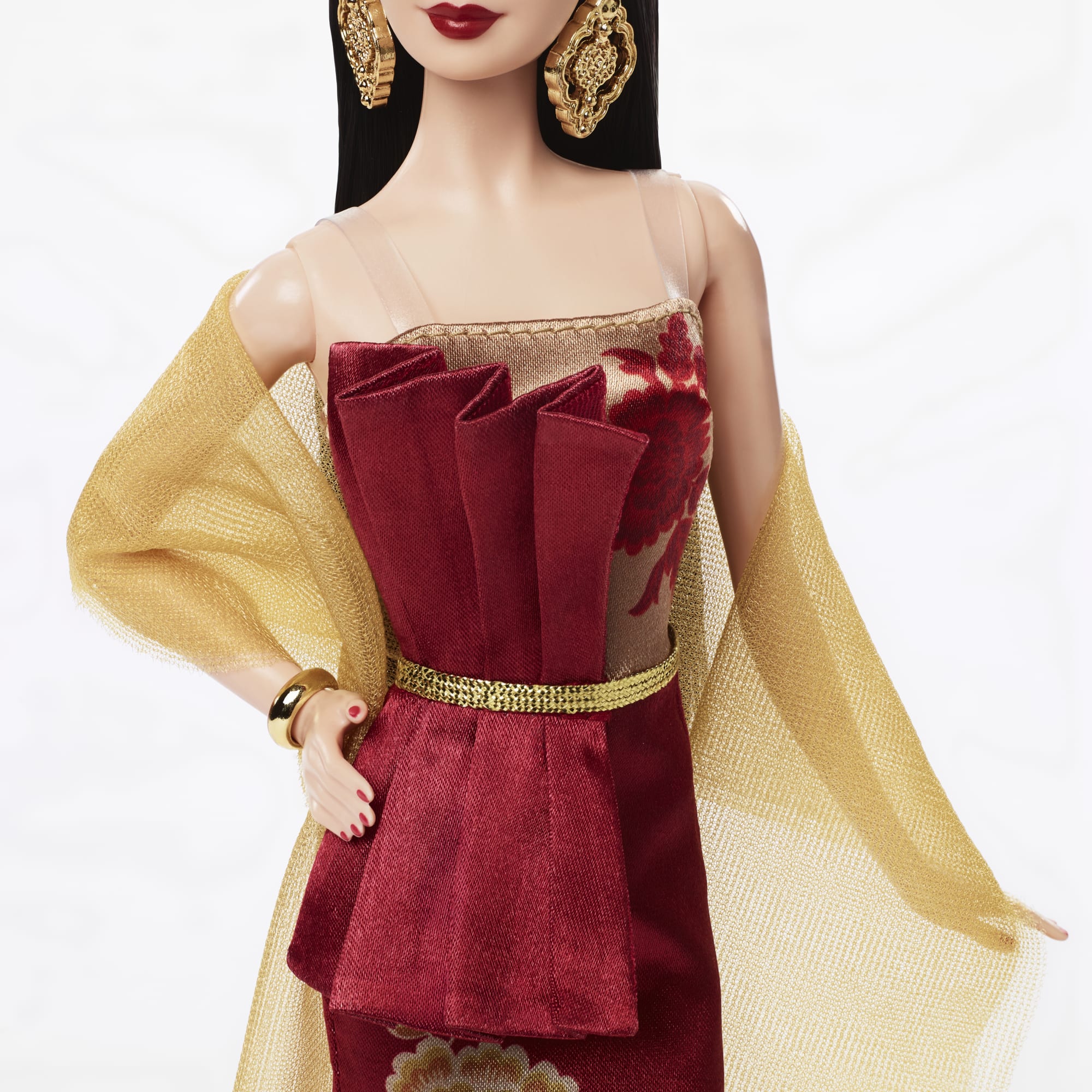 Barbie Signature Capodanno Lunare, Bambola Alla Moda, Abito Rosso Con Peonie Dorate, Regalo Da Collezione Per Le Festività - Image 3