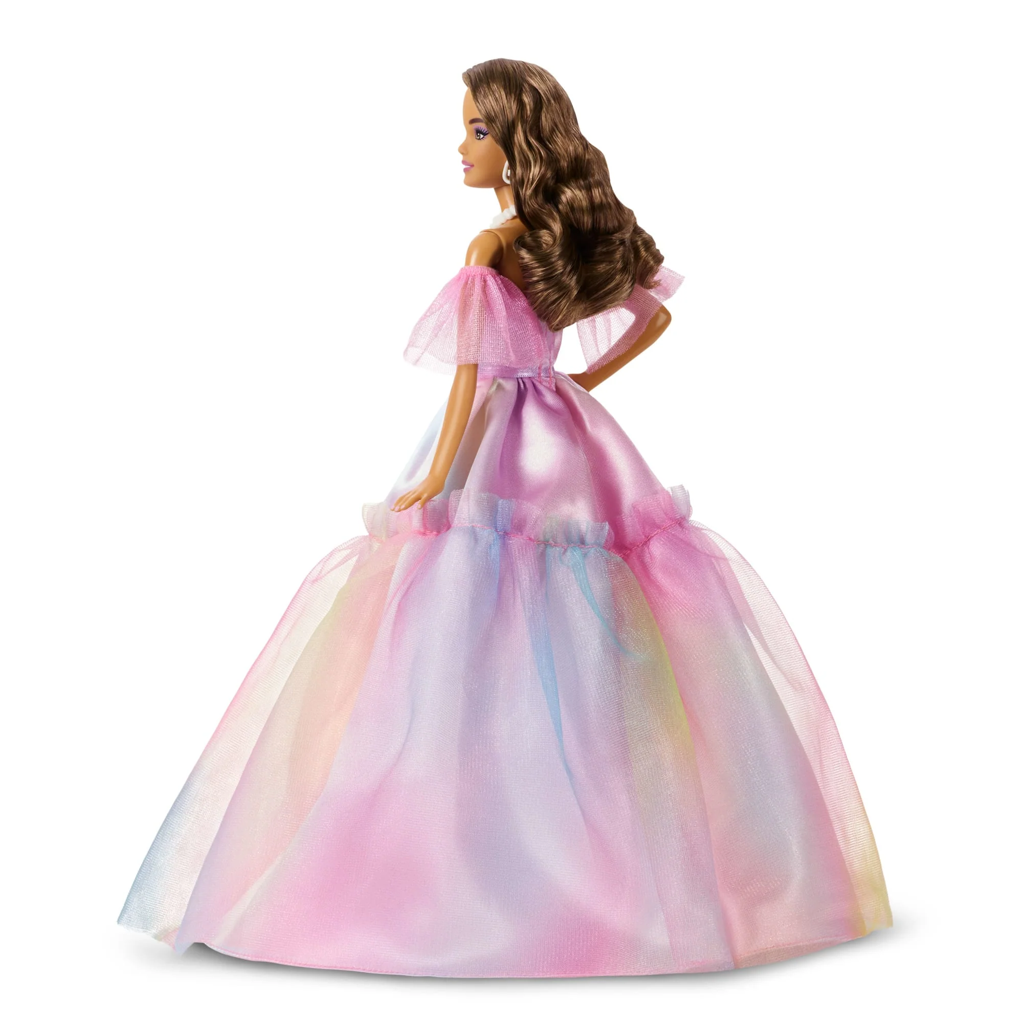 Muñeca Barbie Feliz Cumpleaños Con Vestido Con Efecto De Arcoíris En Tonos Pastel, Regalo Coleccionable - Image 3