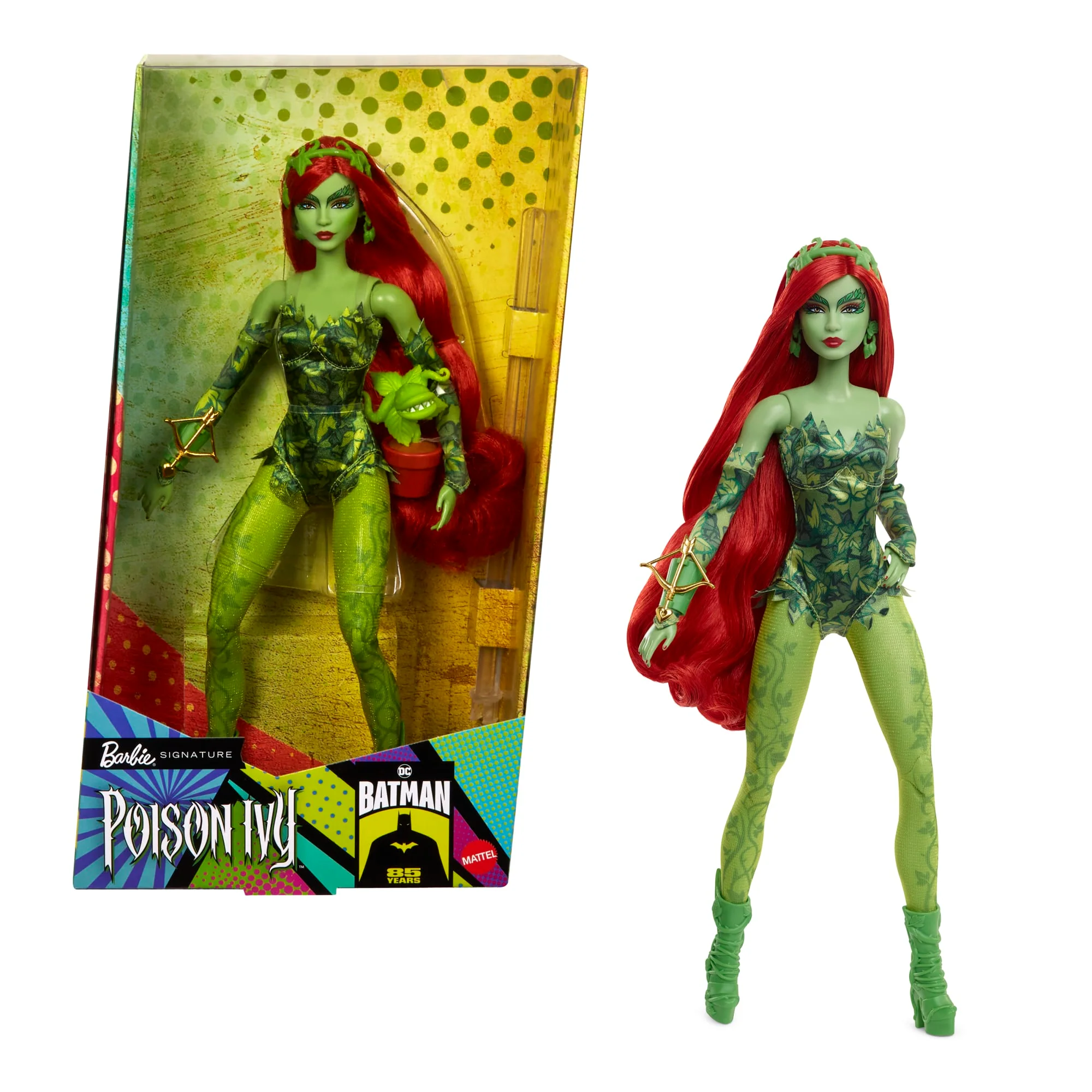 Barbie Signature Poison Ivy, Bambola Da Collezione Con Corpo Snodabile, Abito Iconico E Accessori, Da Collezione Dc Batman 85° Anniversario, Hrm51