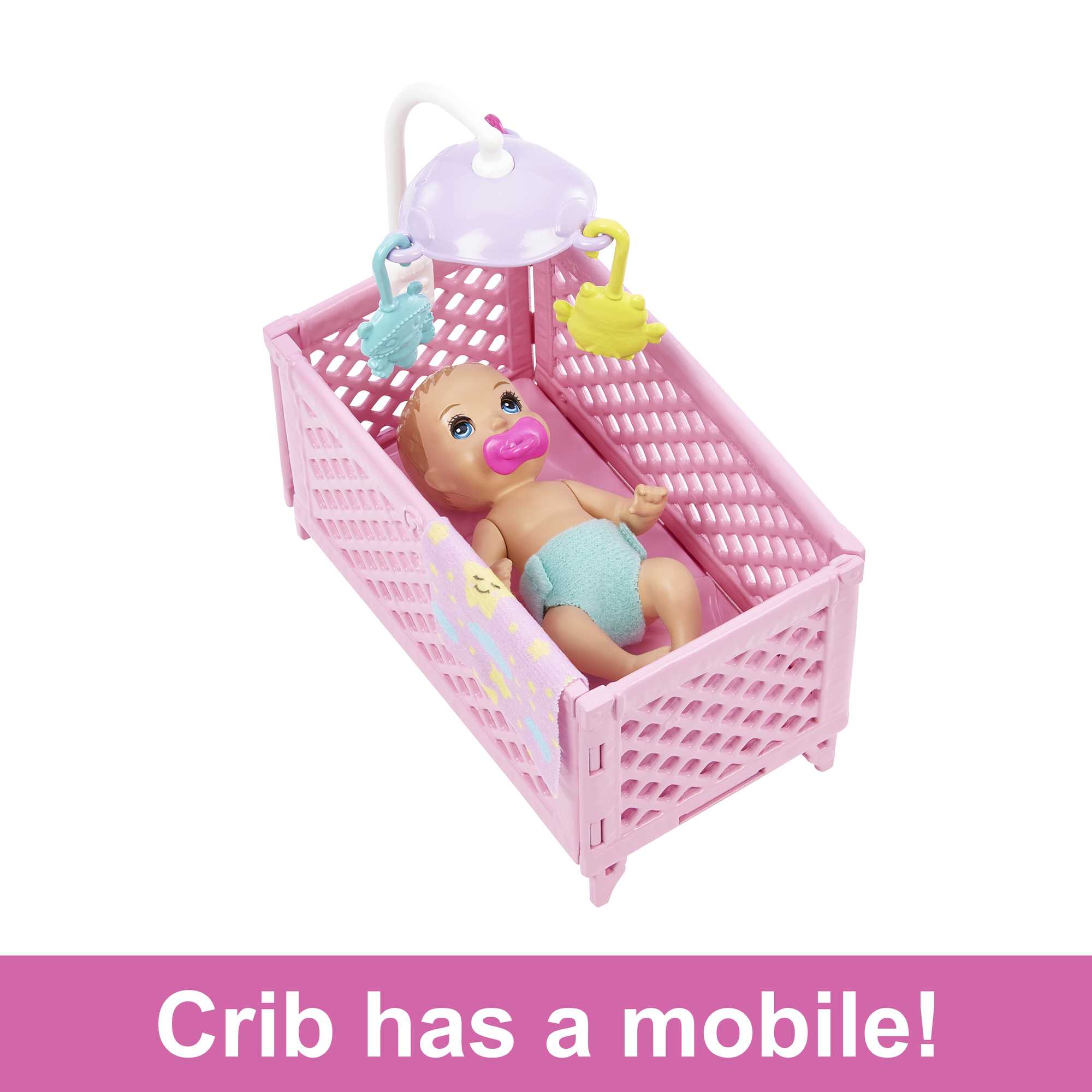Barbie Skipper Babysitters Playset With Skipper Doll, Baby Doll With Sleepy Eyes, Crib And Accessories - Image 4