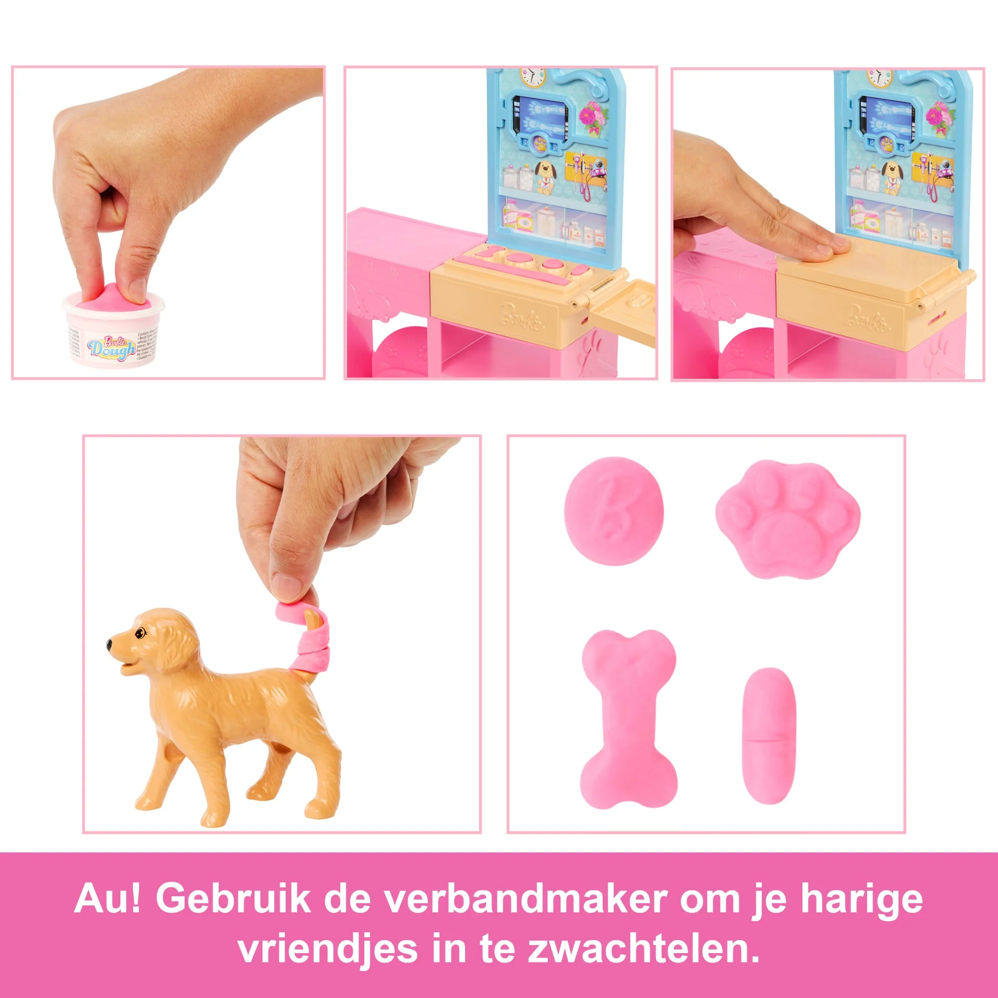 Barbie Snelgips Dierenkliniek, Speelset Met Modepop Met Roze Gekleurd Haar, Kliniekmeubilair En Meer Dan 10 Accessoires - Image 3