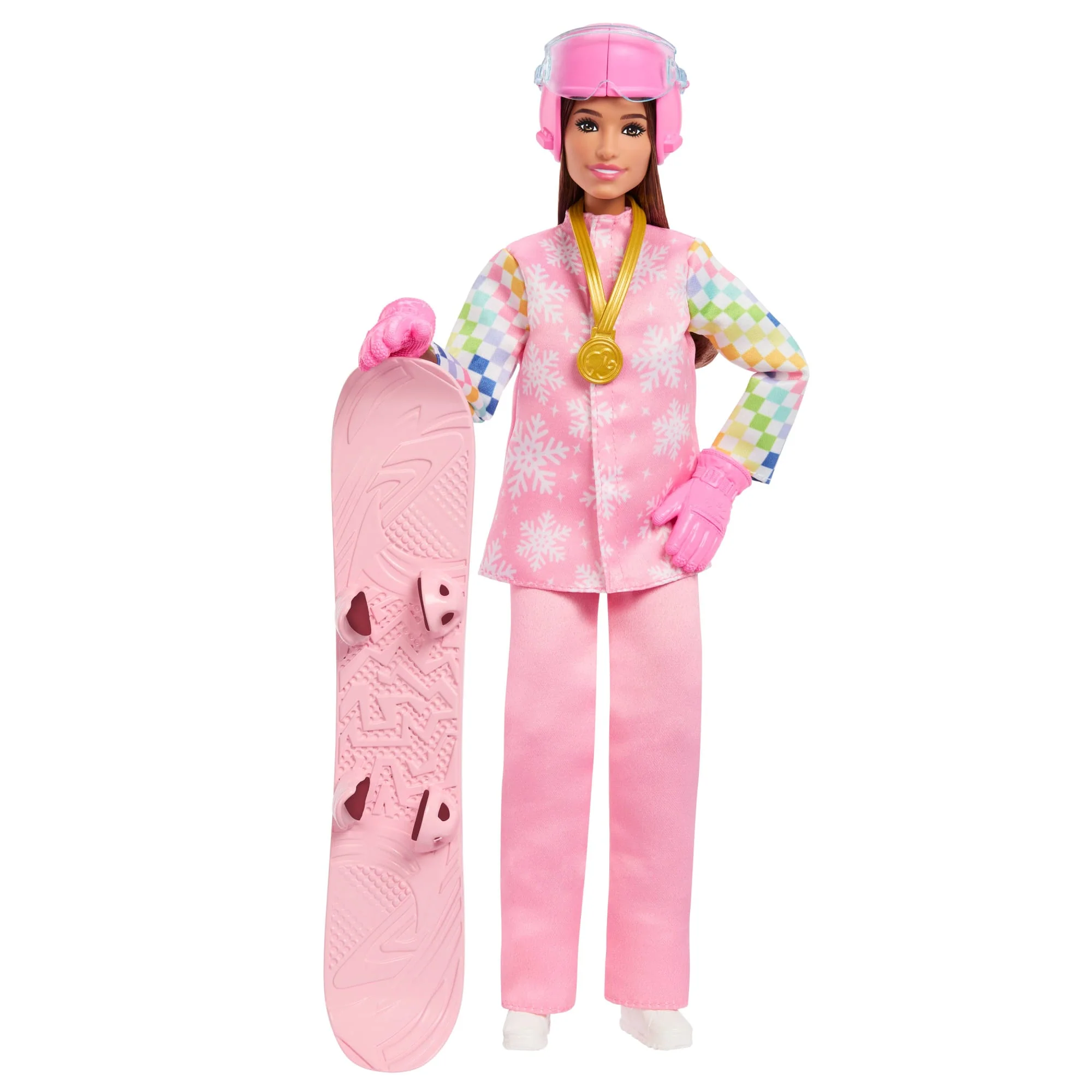 Barbie Careers Snowboarder Con Giacca Rosa E Oltre 10 Accessori, Incluso Snowboard Cambia Colore