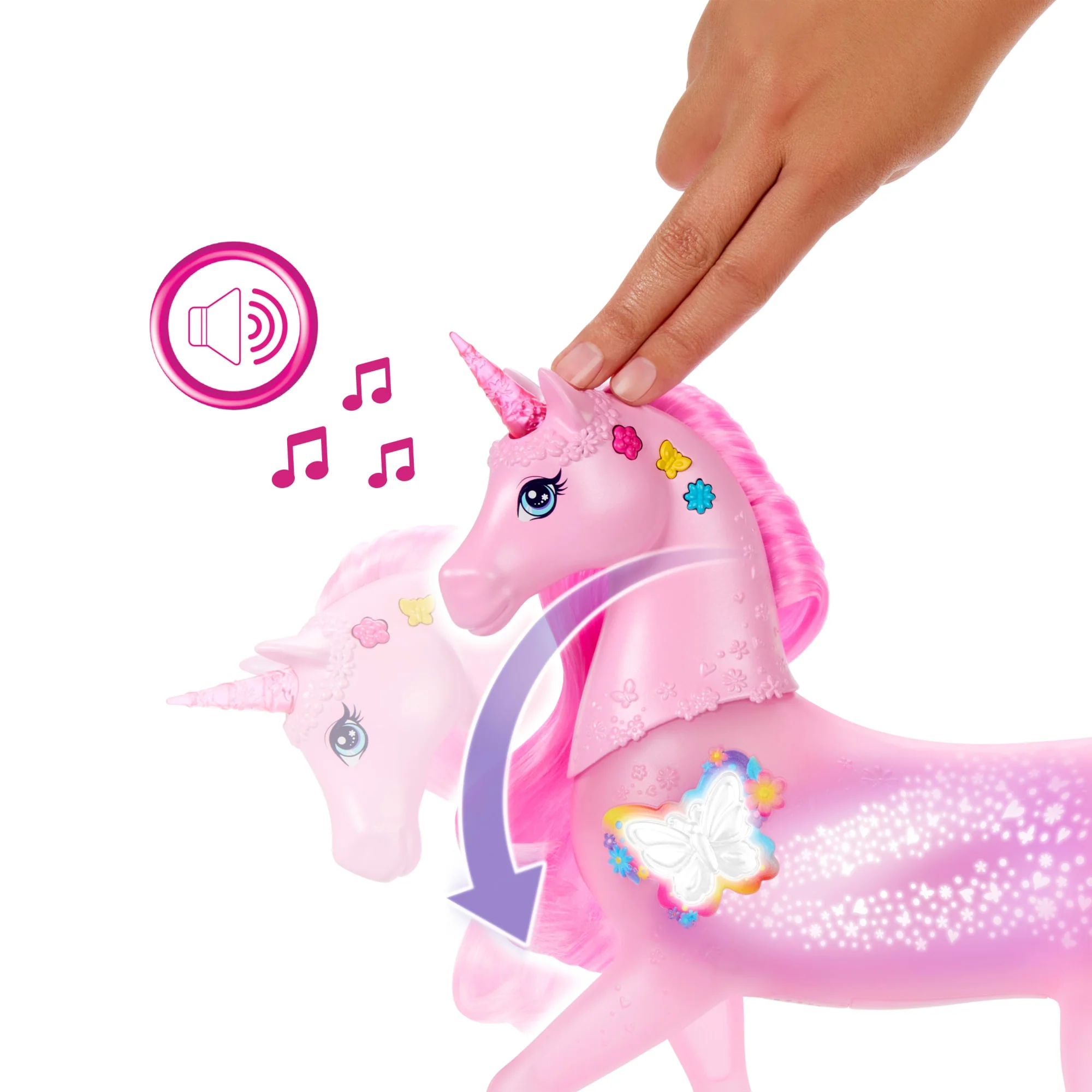 Barbie Sparkle Lights Toy Unicorn With 20 Interactive Combos Of Lights, Sounds & Music - Image 4
