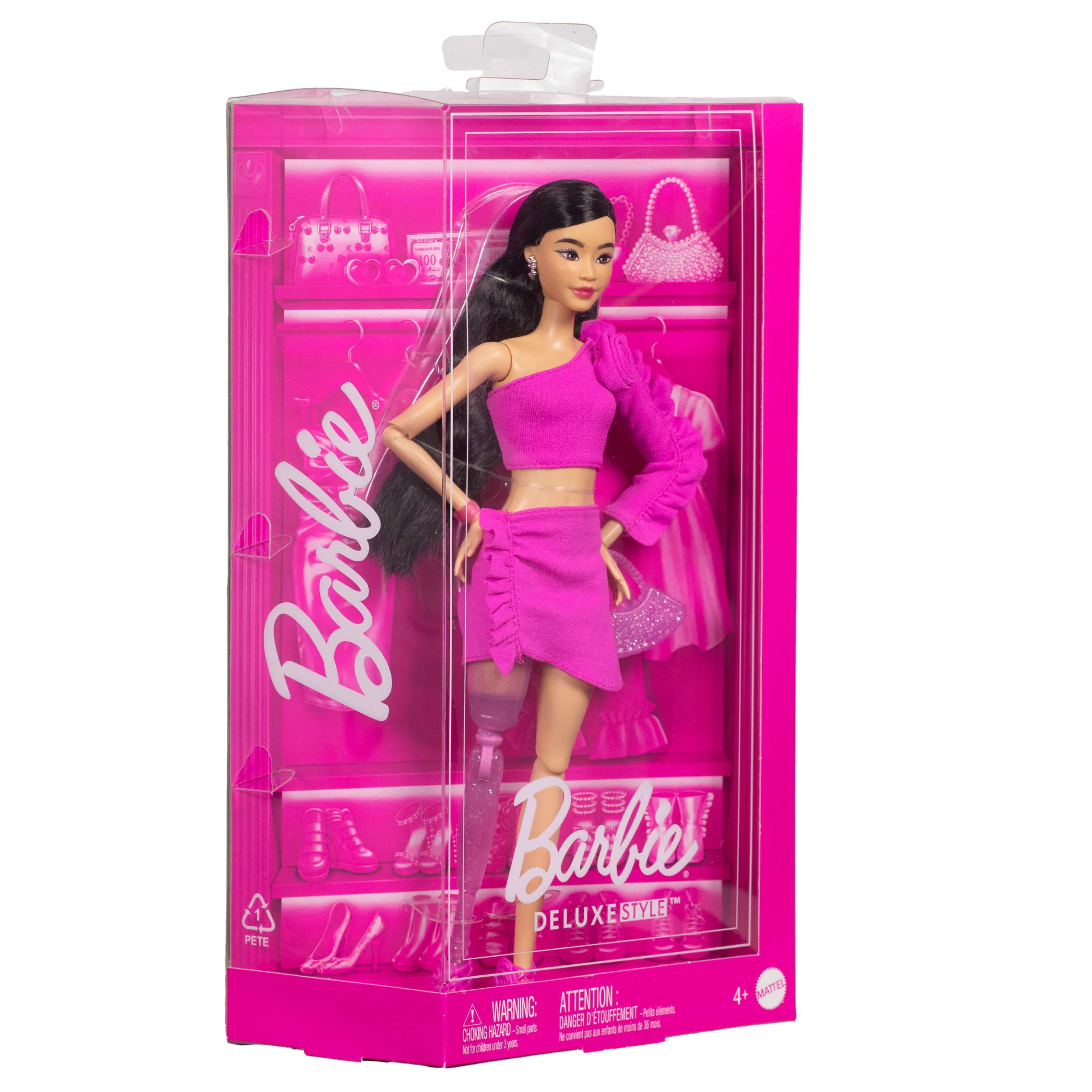 Klasik Barbie Tarzındaki Pembe Bluz Ve Etek Takımıyla Protez Bacaklı Ve Siyah Saçlı Barbie Stil İkonu Bebek (2) - Image 6