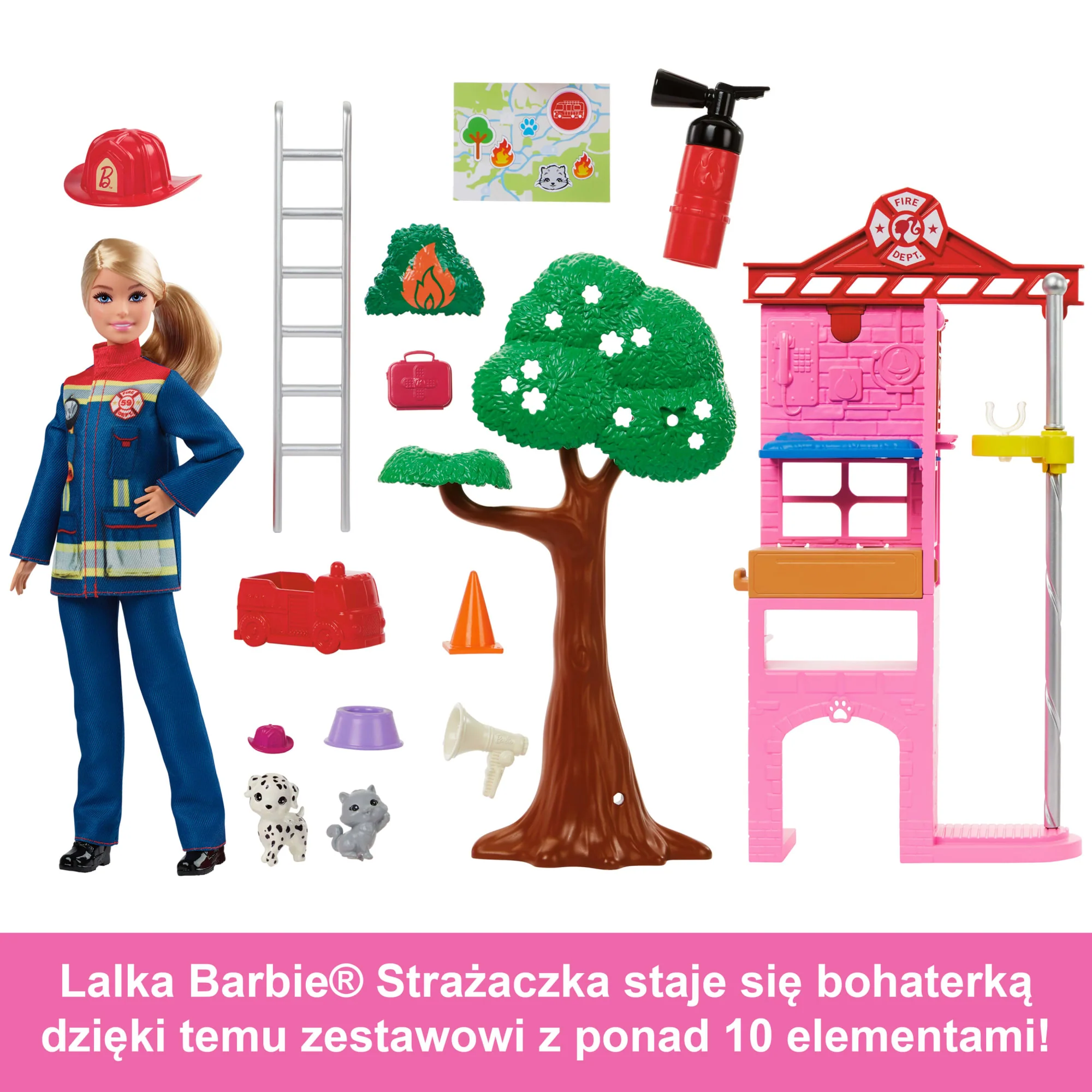 Barbie Strażaczka Zestaw Remiza strażacka, lalka i akcesoria - Image 3