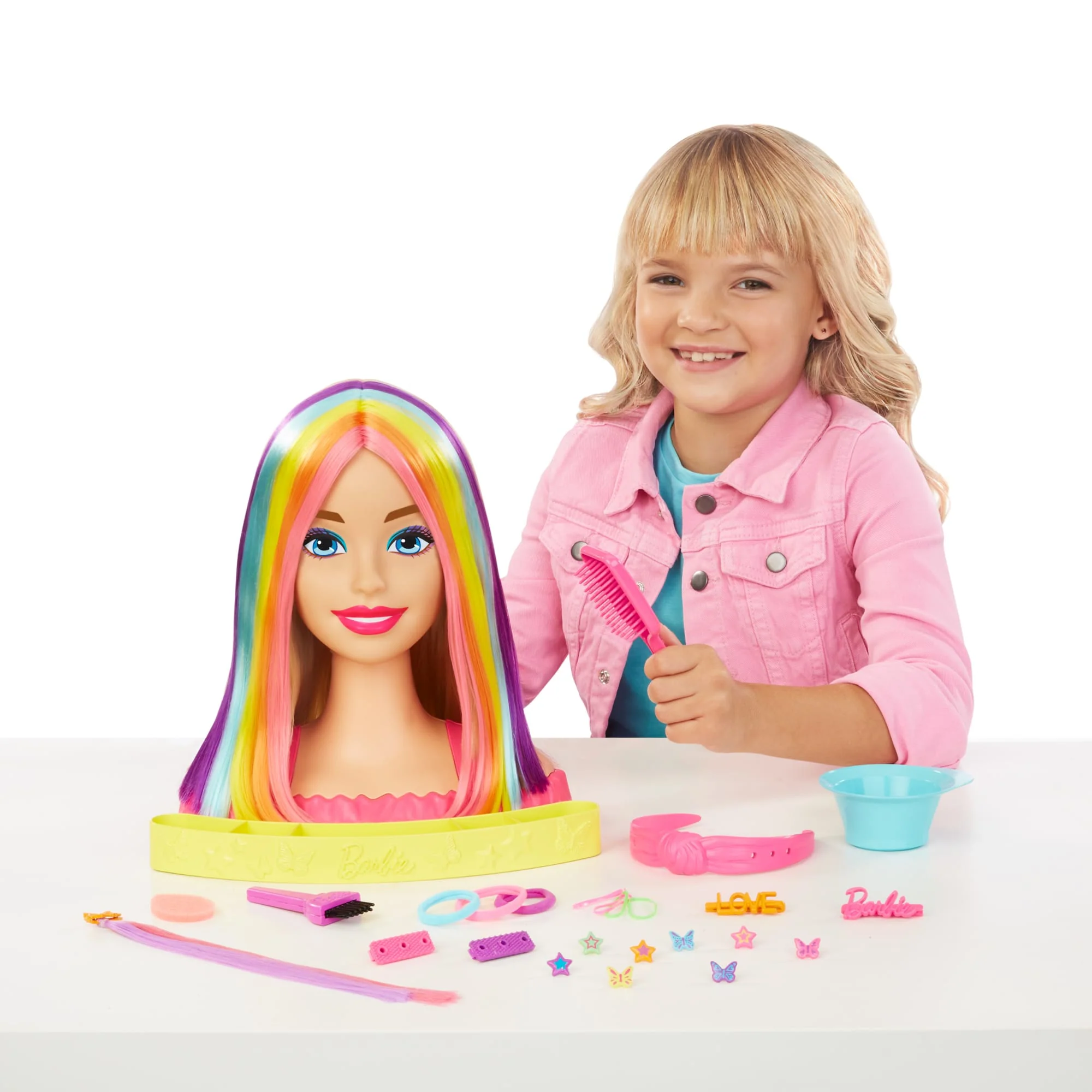 Barbie Super Chioma Hairstyle Capelli Arcobaleno, Testa Pettinabile, Con Capelli Biondi - Image 2