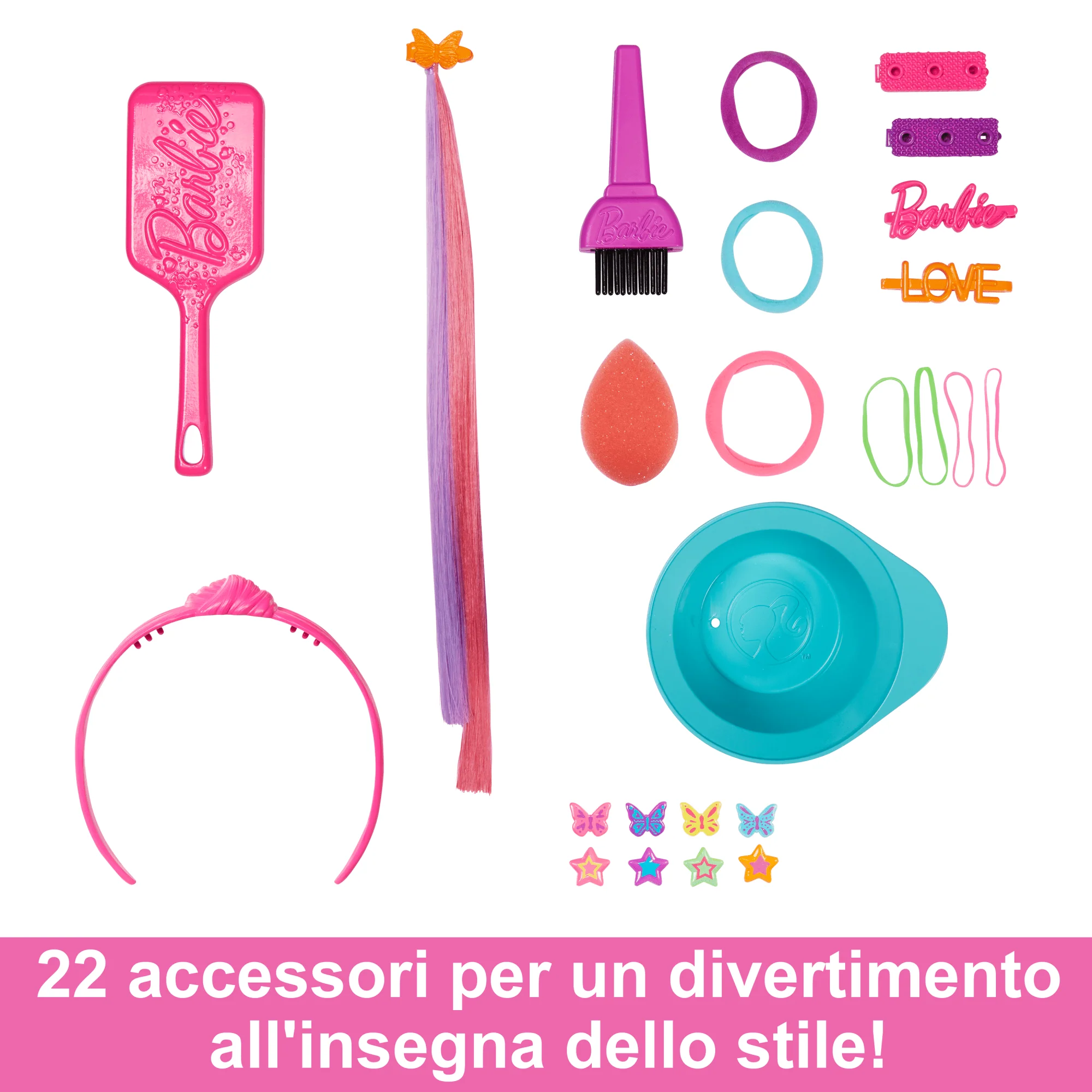 Barbie Super Chioma Hairstyle Capelli Arcobaleno, Testa Pettinabile, Con Capelli Biondi - Image 3
