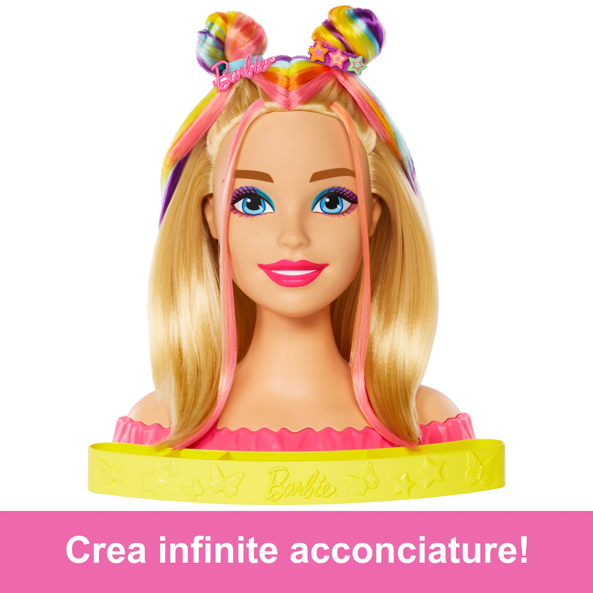 Barbie Super Chioma Hairstyle Capelli Arcobaleno, Testa Pettinabile, Con Capelli Biondi - Image 4