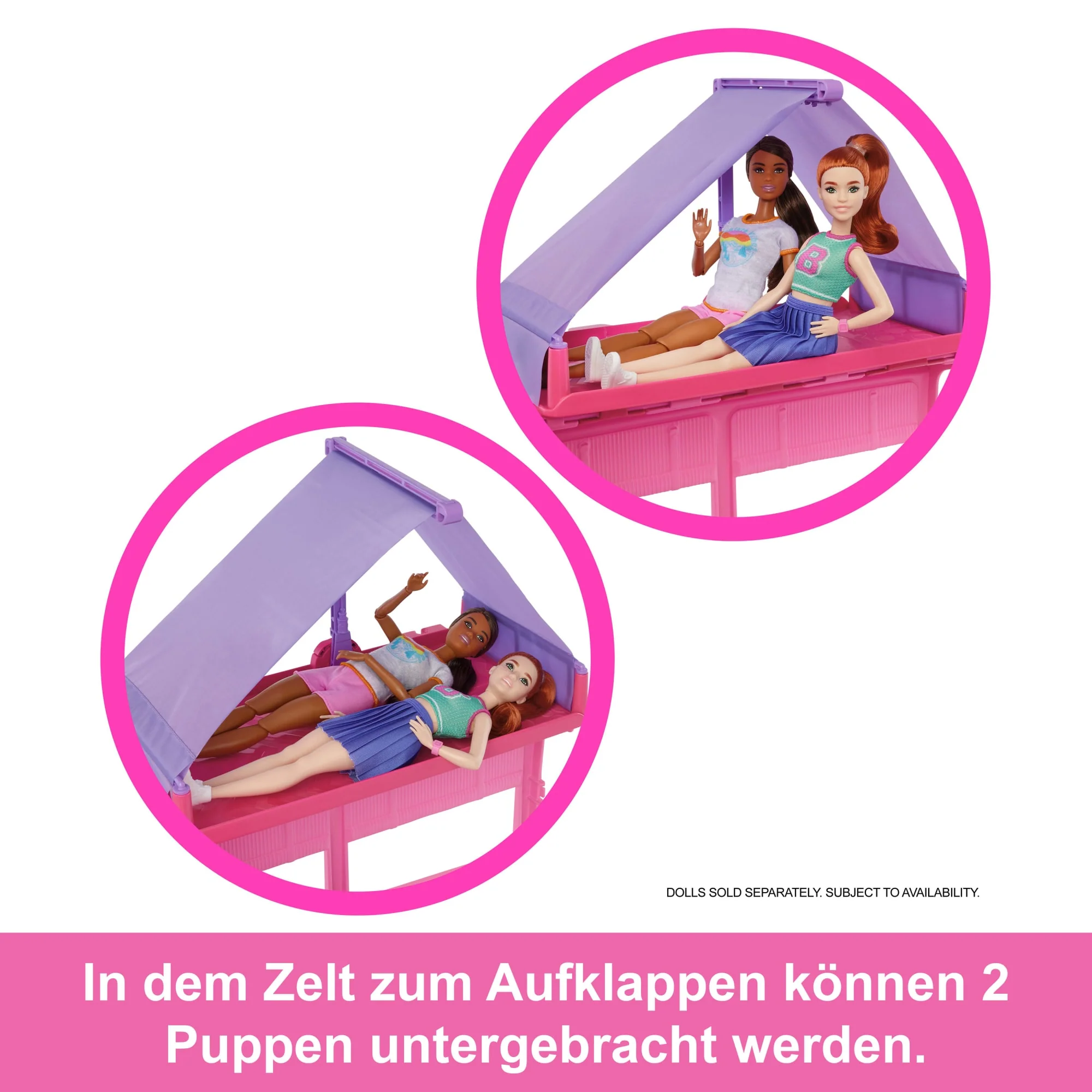 Barbie Super Abenteuer-Camper Spielset Mit Dachzelt, Grill Mit Farbwechseleffekt Und Über 60 Zubehörteilen - Image 3